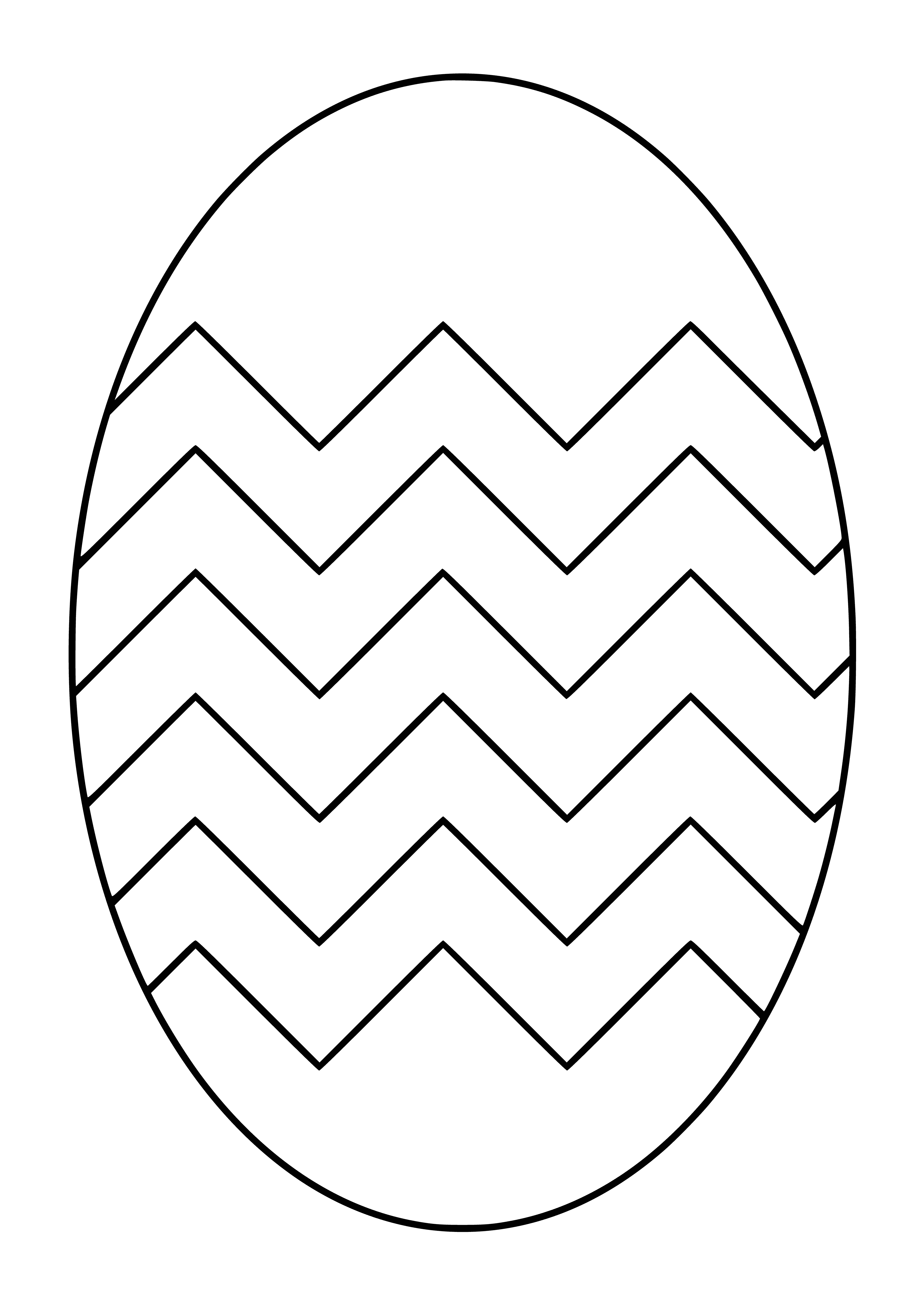 coloring page: A bright pink egg w/blue & purple dots is in the center, with two yellow flowers on either side & a blue butterfly flying above.