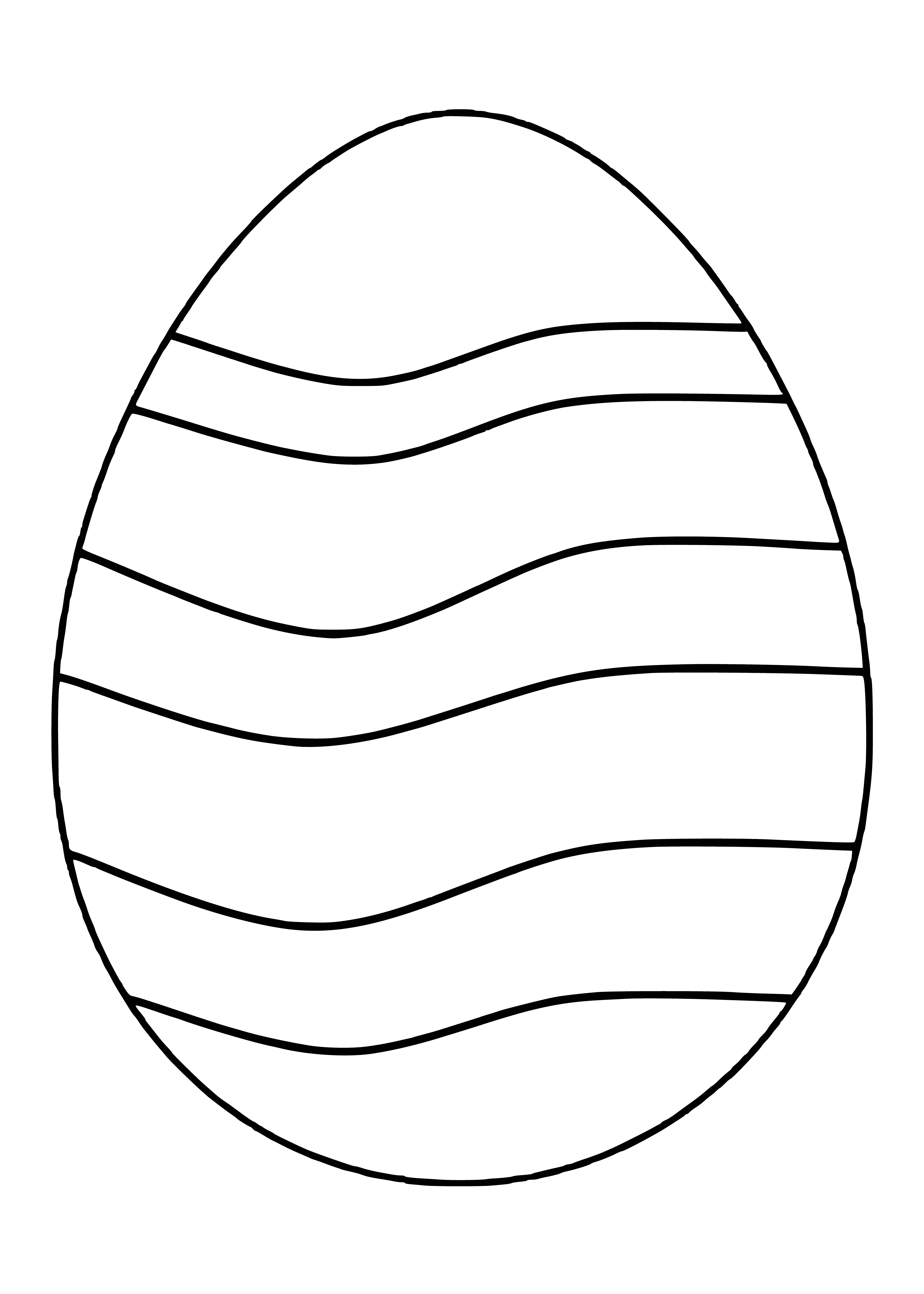 coloring page: Three Easter eggs in coloring page: blue (biggest), green (middle) & pink (smallest).