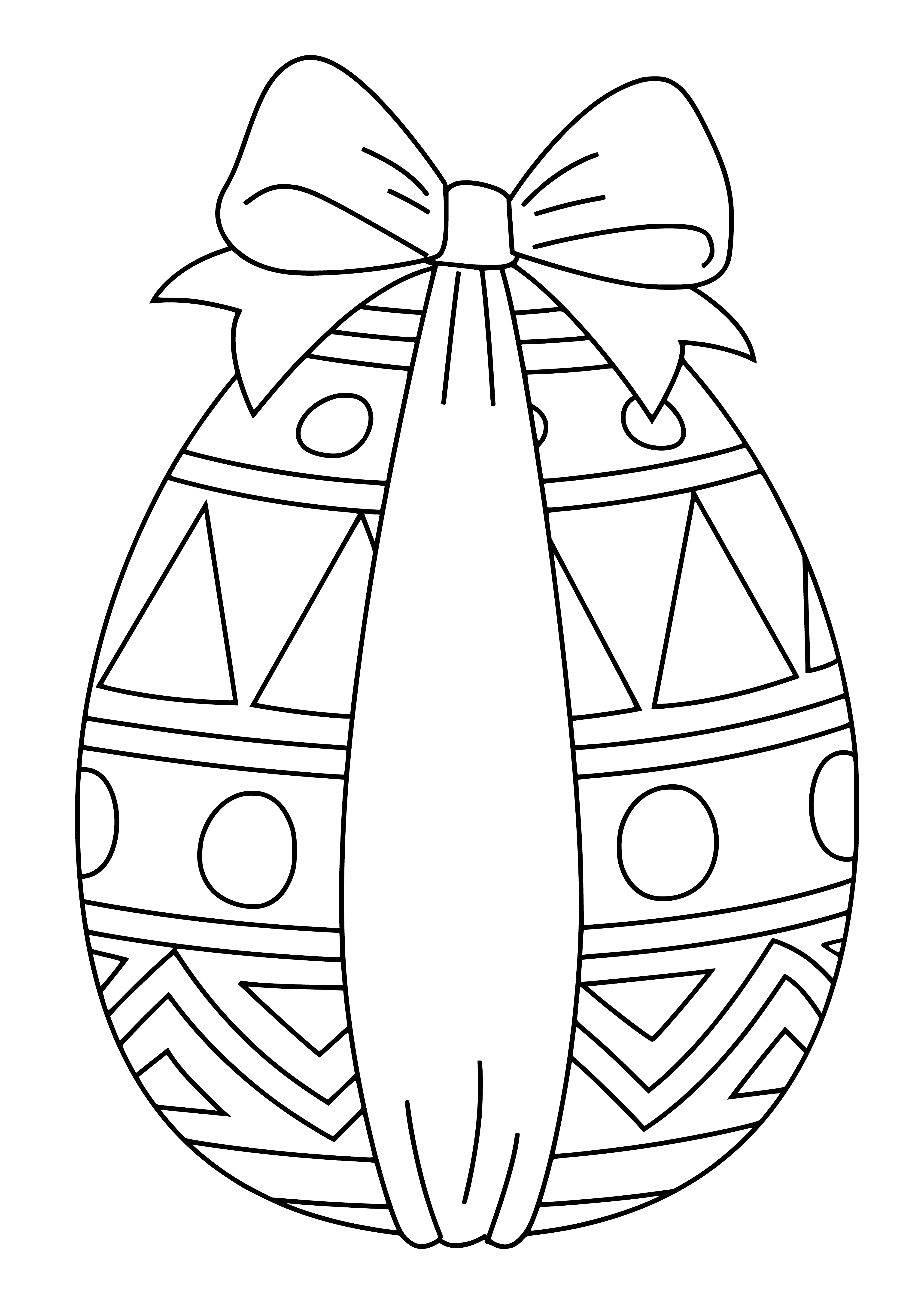 coloring page: Decoration symbolizing the joy and celebration of this Christian holiday.
Easter egg with bow: Decor symbolizing joy & celebration of Christian holiday.