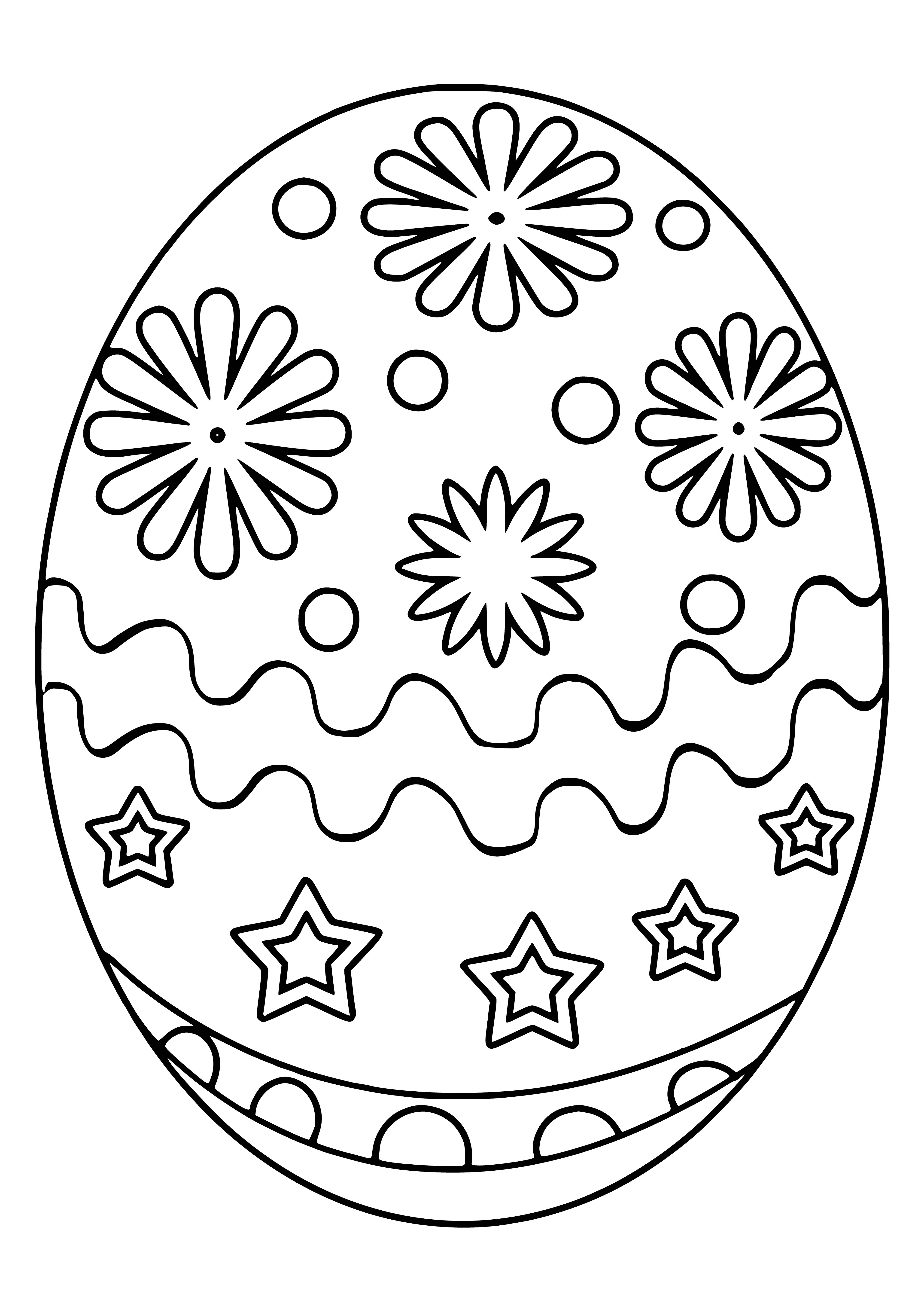 coloring page: Three Easter eggs: two blue, one yellow, each decorated with patterns.