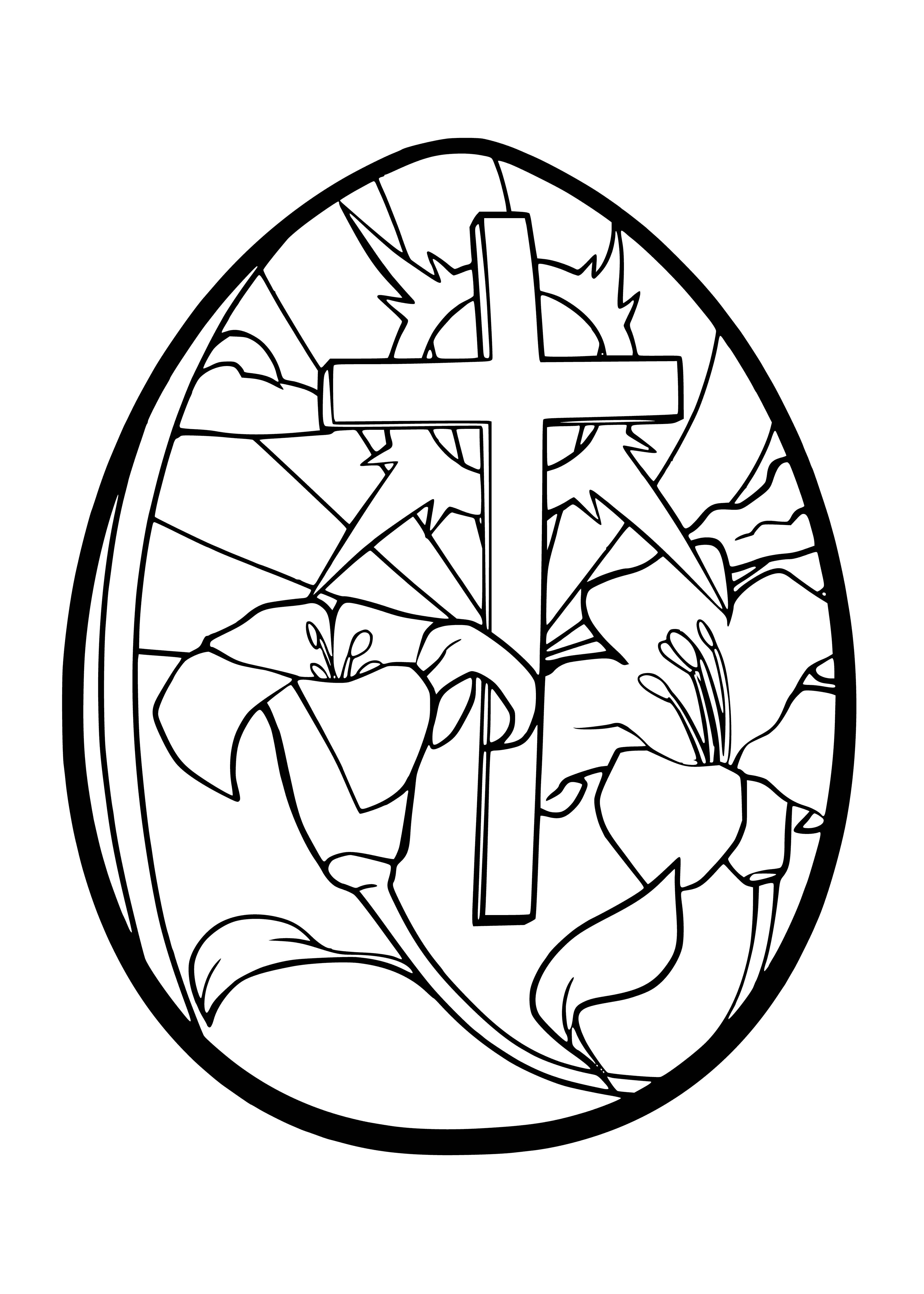 coloring page: Easter basket full of colored eggs- a symbol of joy & renewal!
