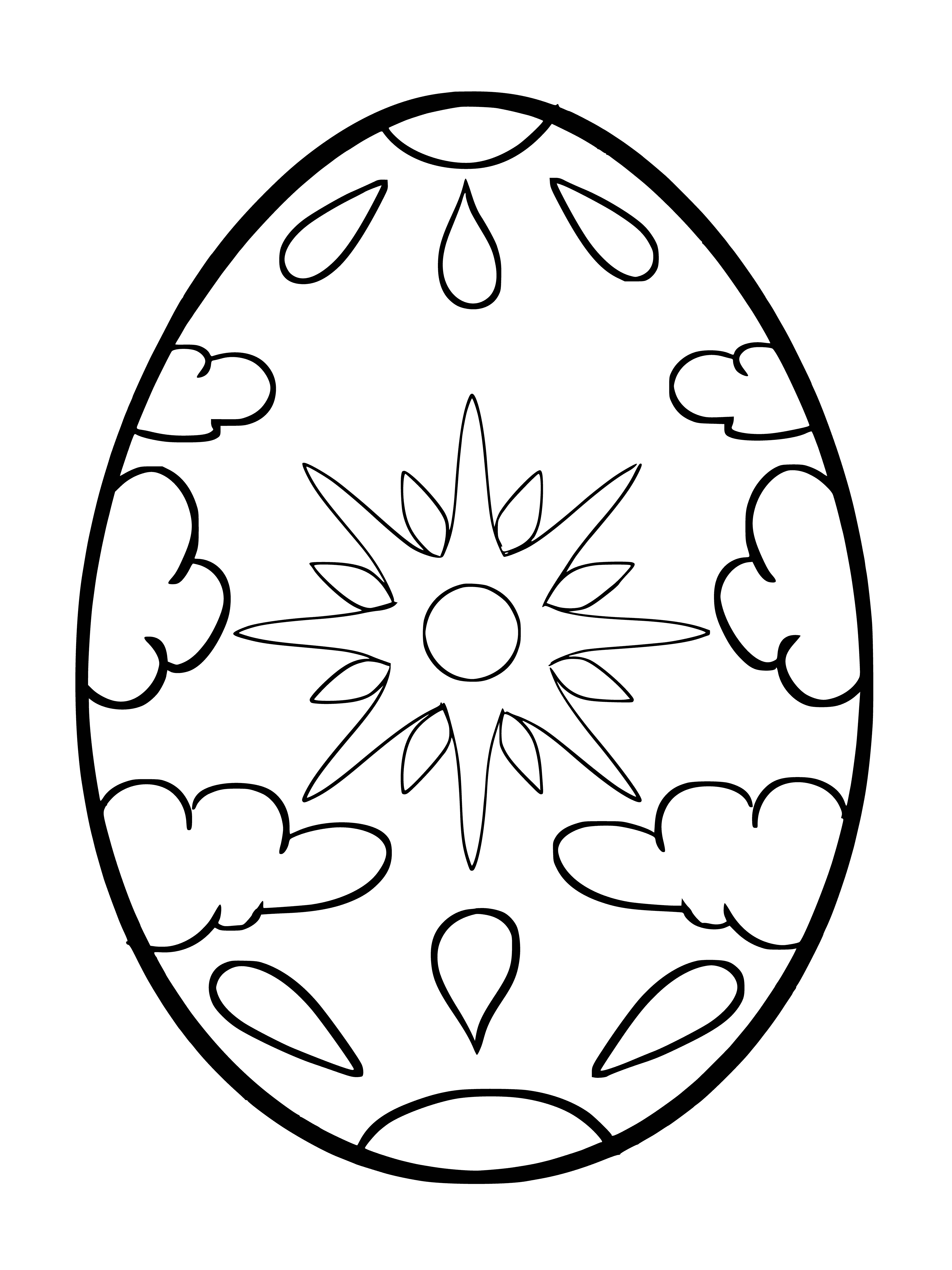 coloring page: Easter eggs of various colors & designs, some plain, are shown in the coloring page.