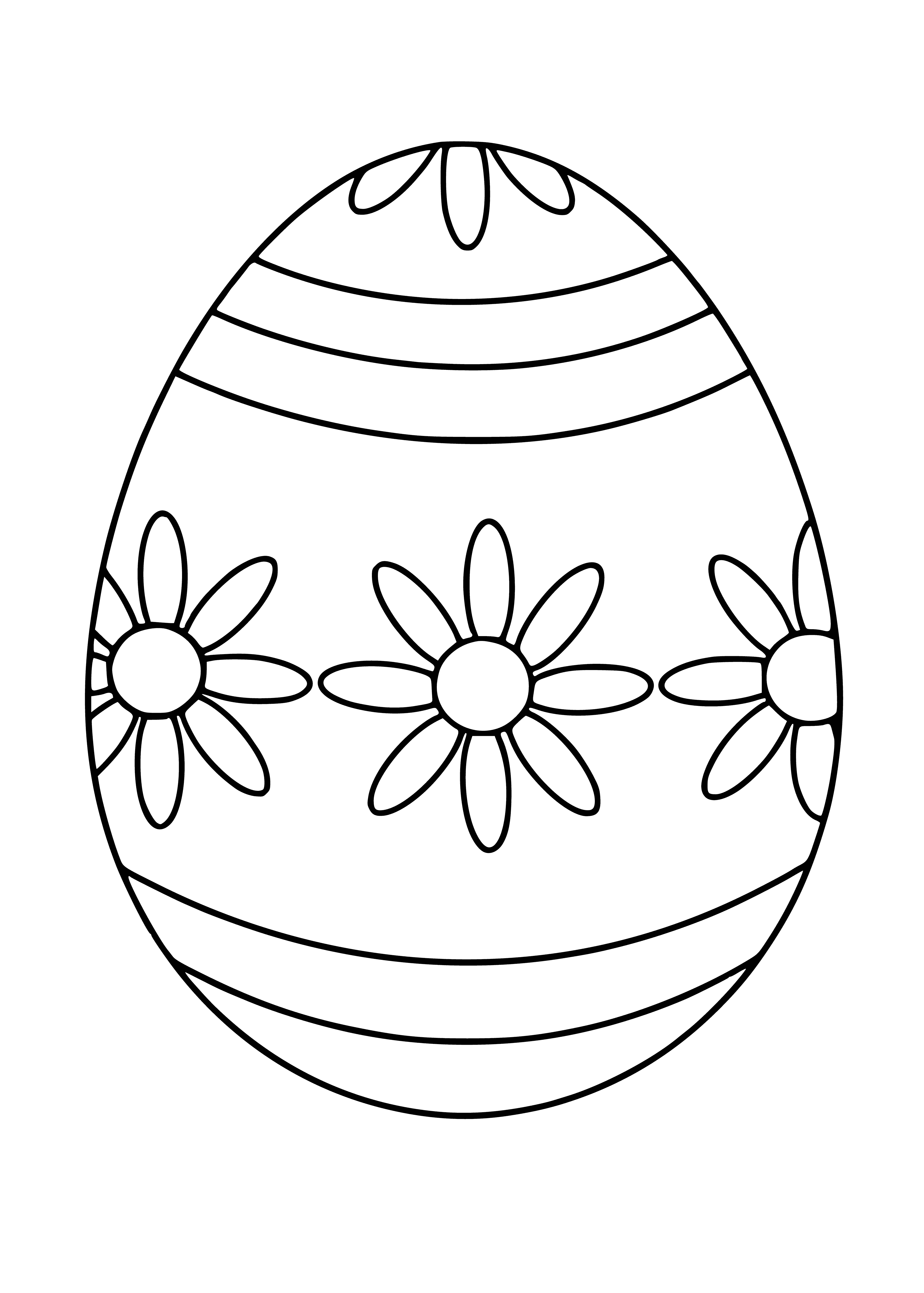 coloring page: Three Easter eggs - blue, yellow, and pink - each decorated differently, with a small brown egg inside. #EasterCrafts