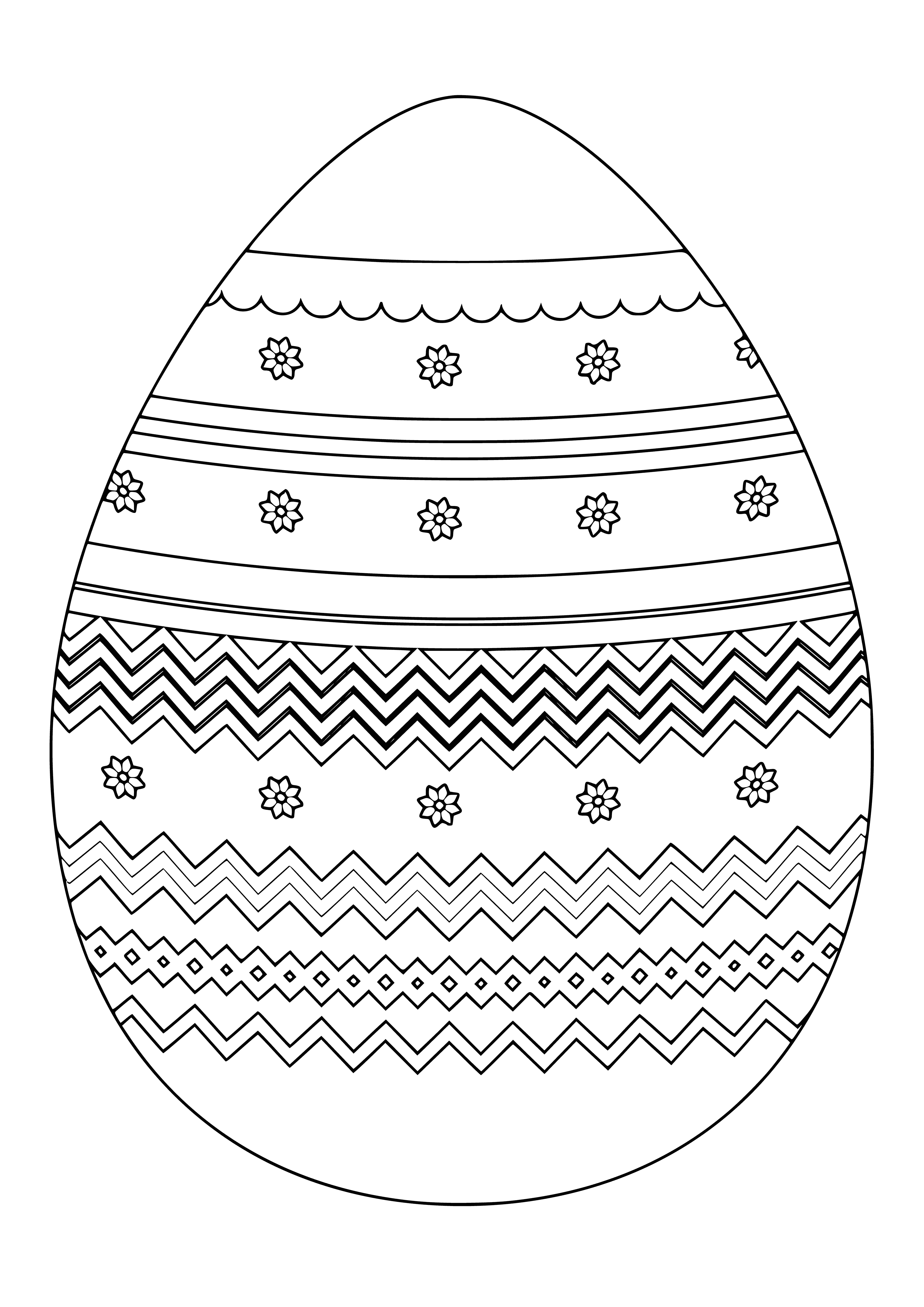 coloring page: Easter eggs symbolize new life and are usually decorated with flowers, representing springtime and rebirth.