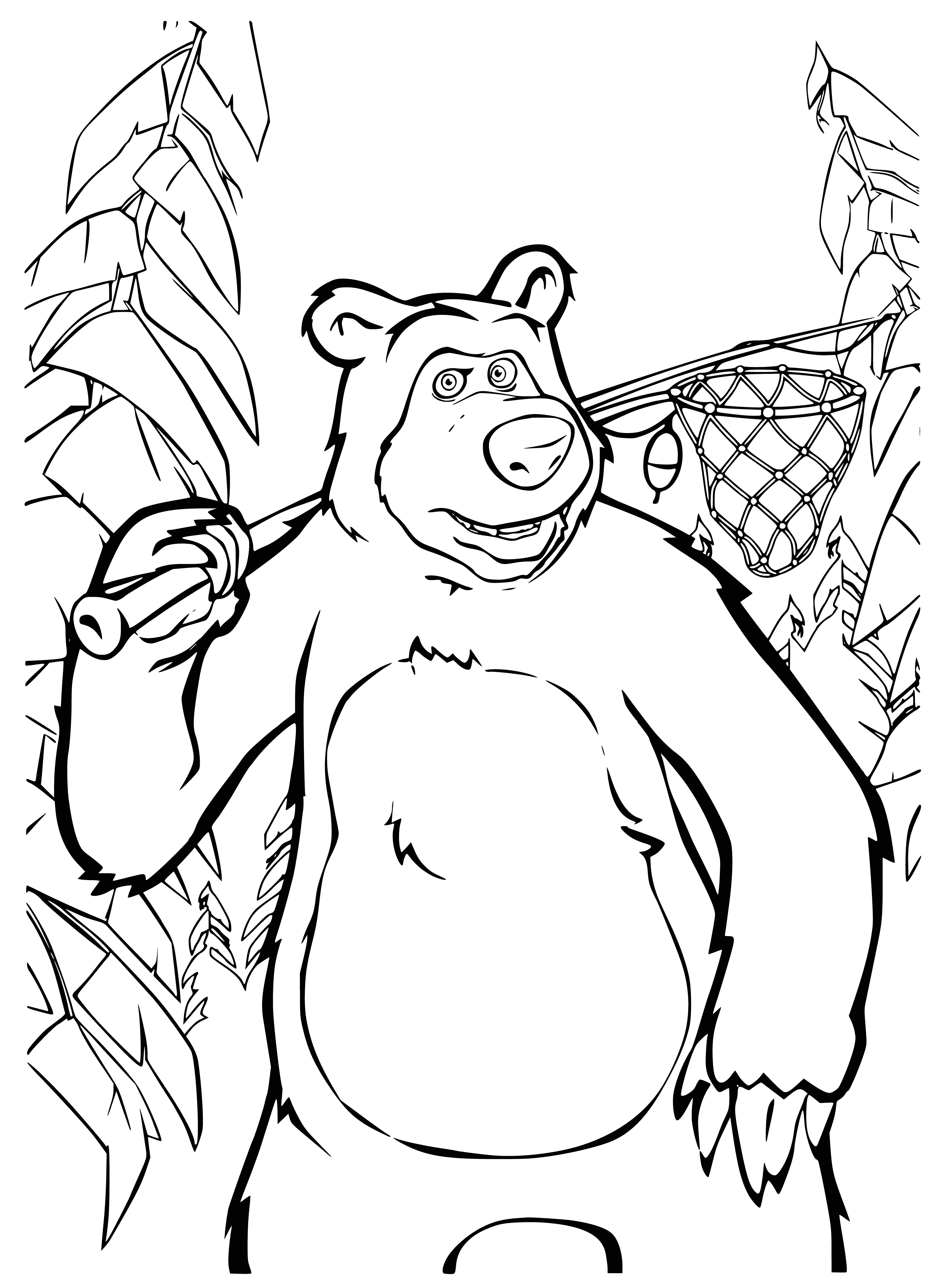 coloring page: Bear sitting alertly, on the lookout for something.