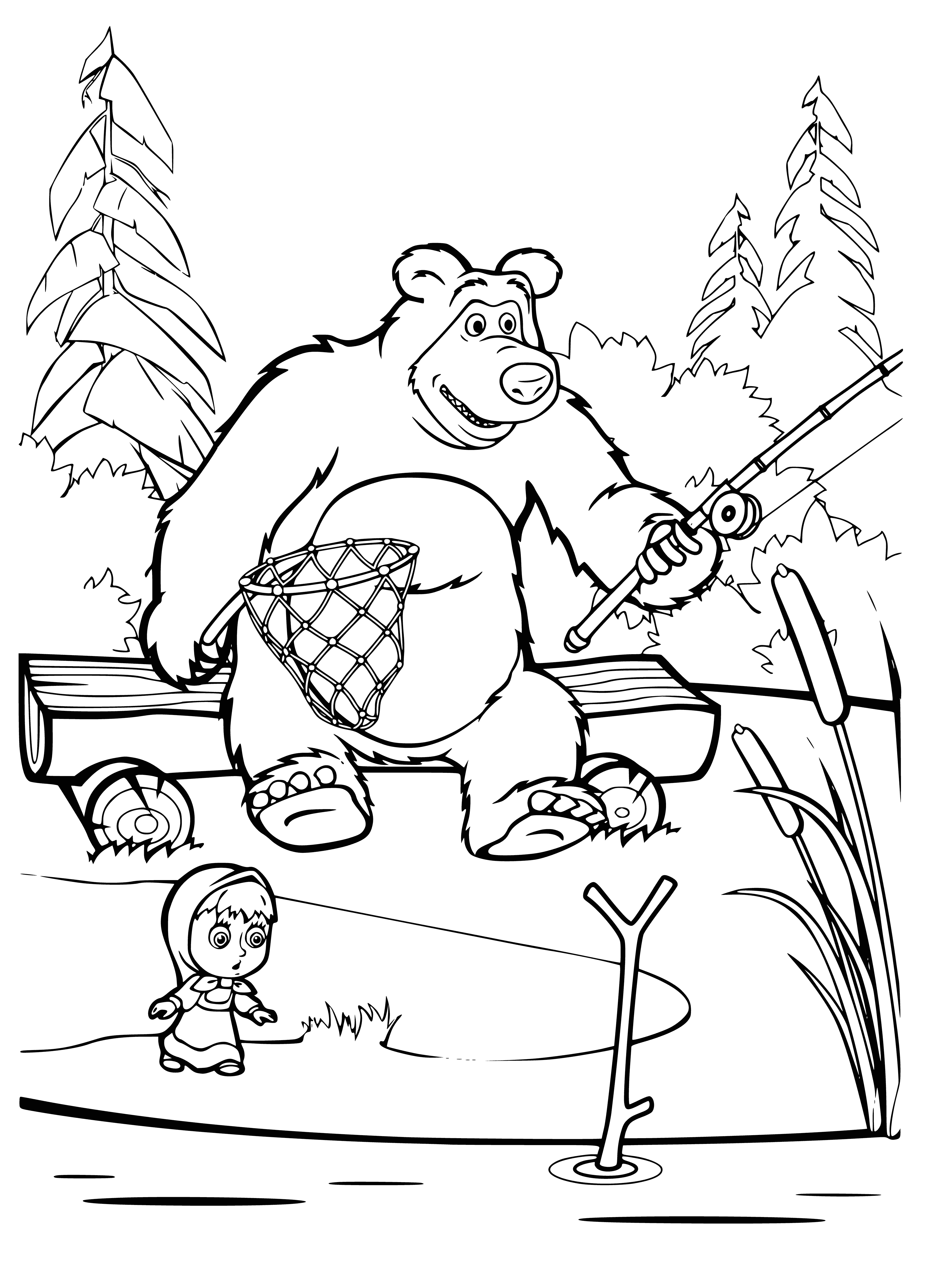 coloring page: He watches the ball with sad eyes.

Bear stands shoreside, watching ball fall into water with sad eyes.