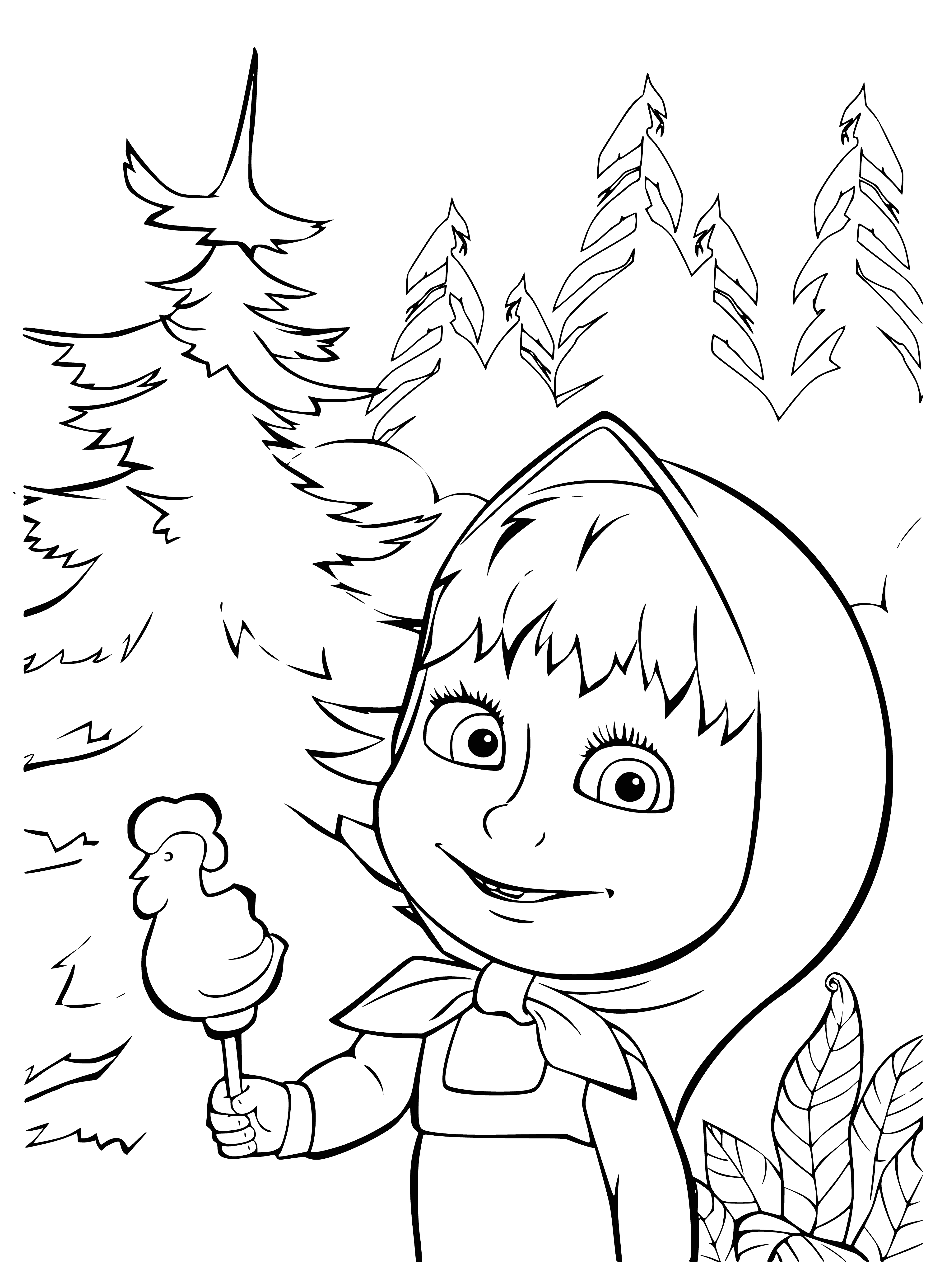 coloring page: Mary in the woods with a lollipop