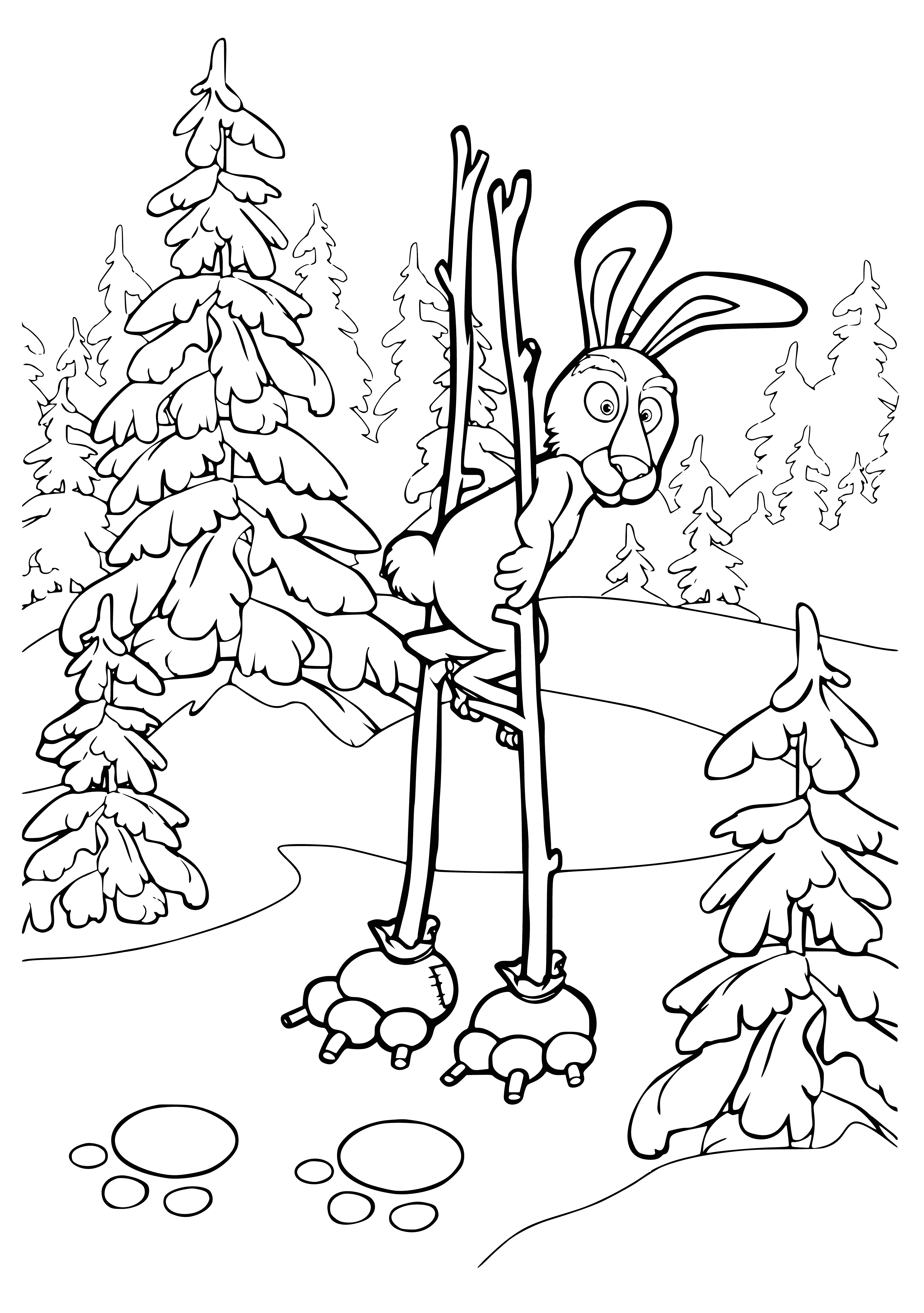 coloring page: Masha and the Bear: a coloring book with the image of a hare and traces of a bear