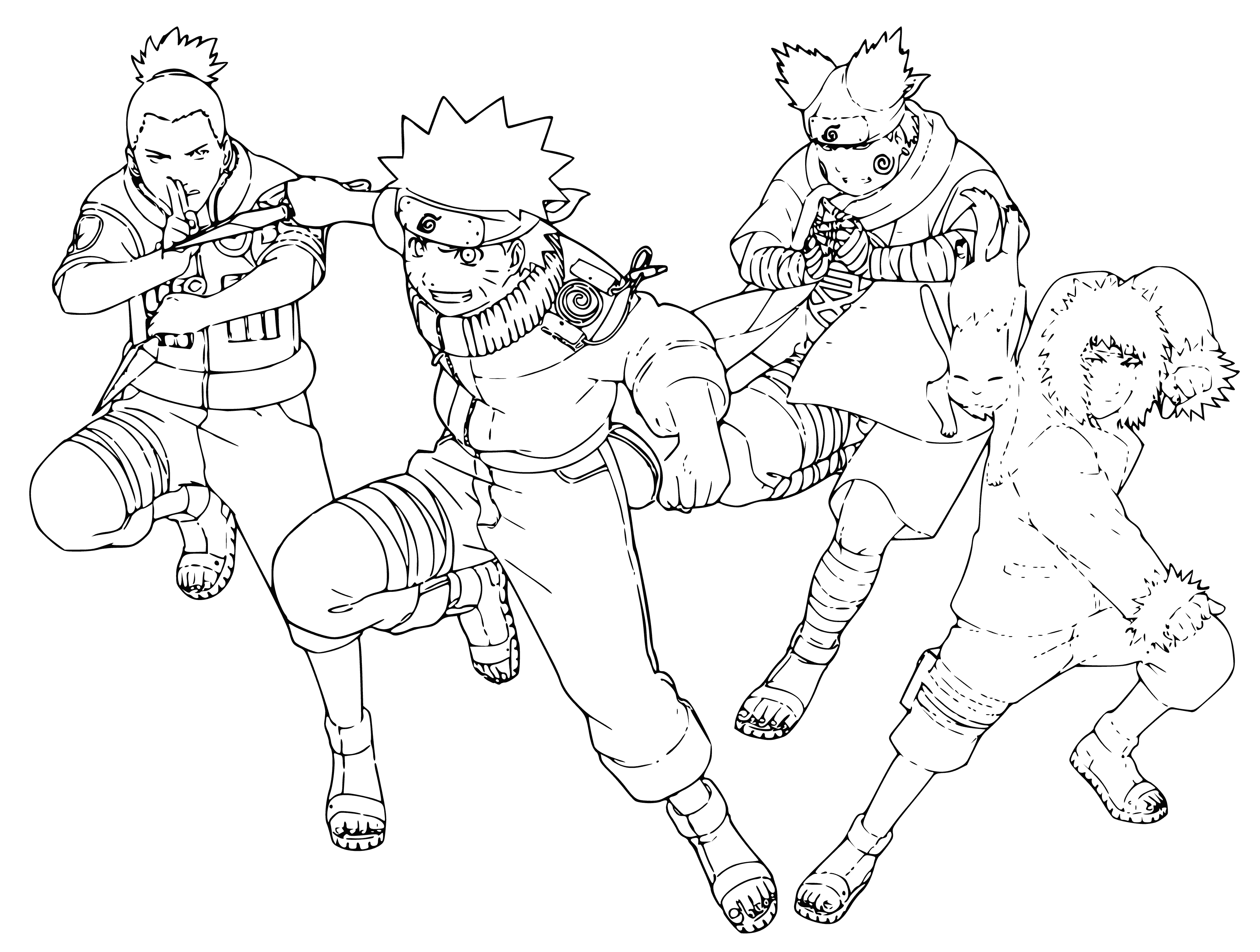 Naruto anime characters coloring page