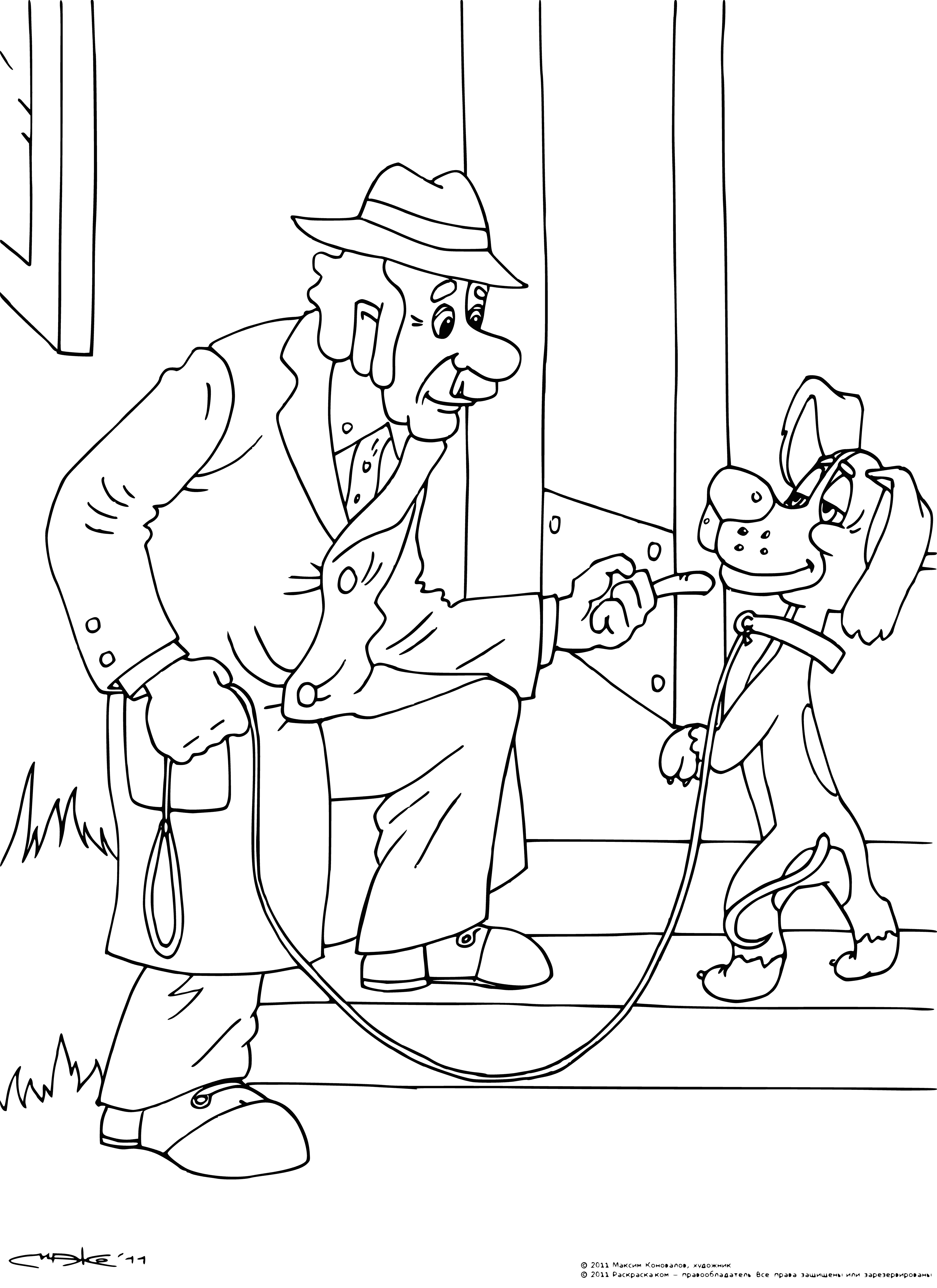 coloring page: Bobik the dog is visiting Barbos, having lots of fun with the big pup and staying for the owner. #bobik #barbos
