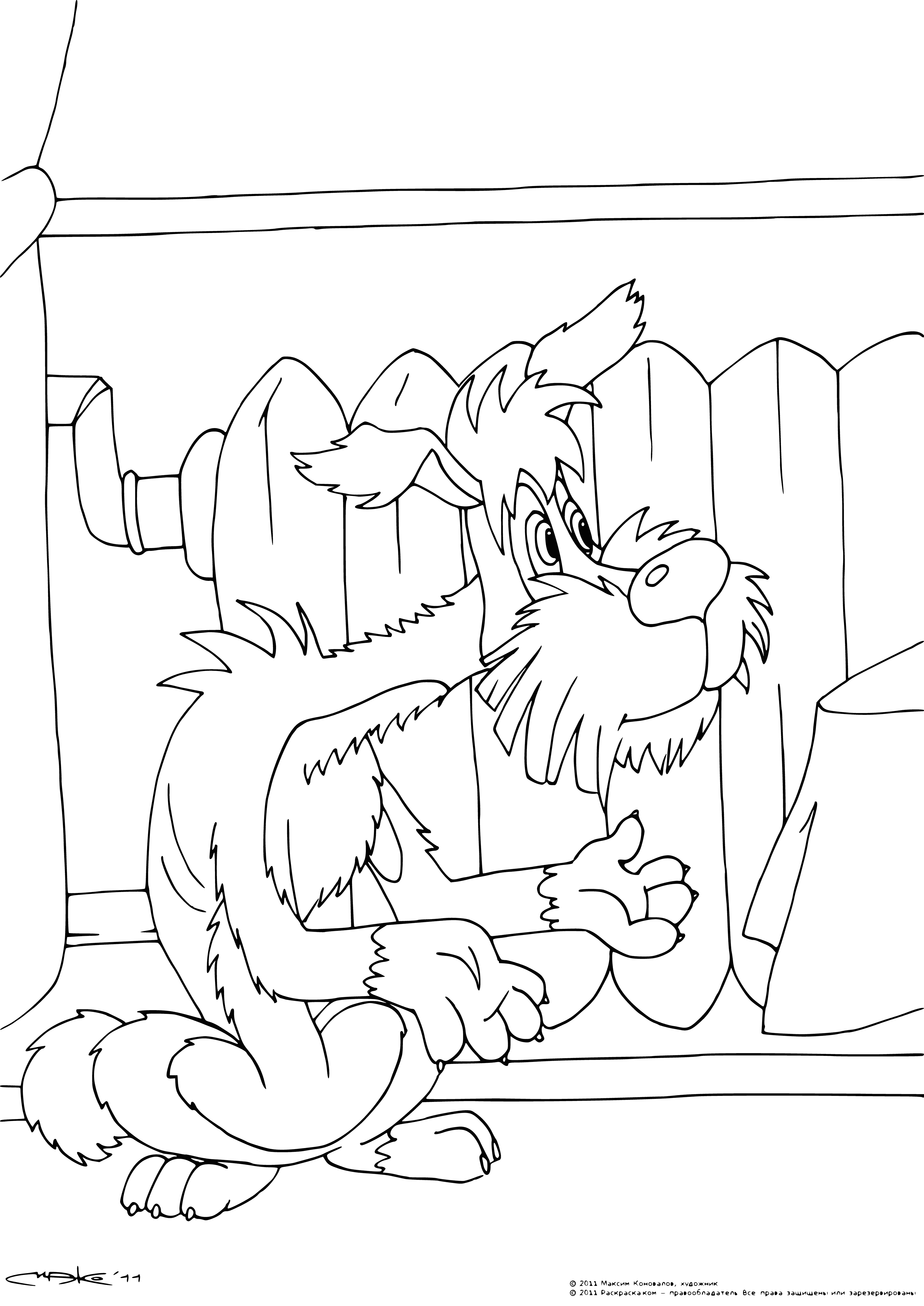 coloring page: Large dog & small dog without paws share coloring page; Big pup looks after little one without limbs. #CaringAnimals