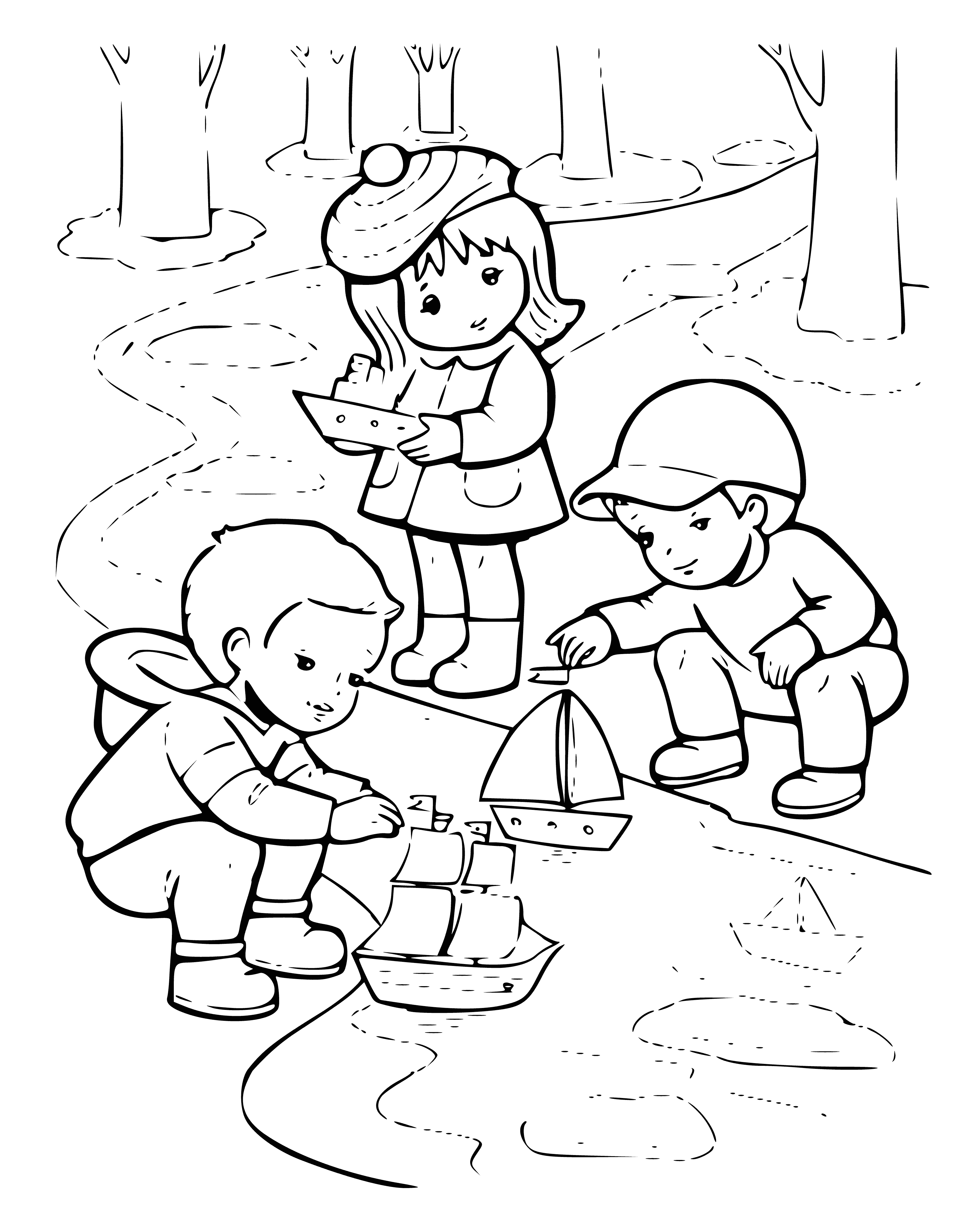 Spring boats coloring page