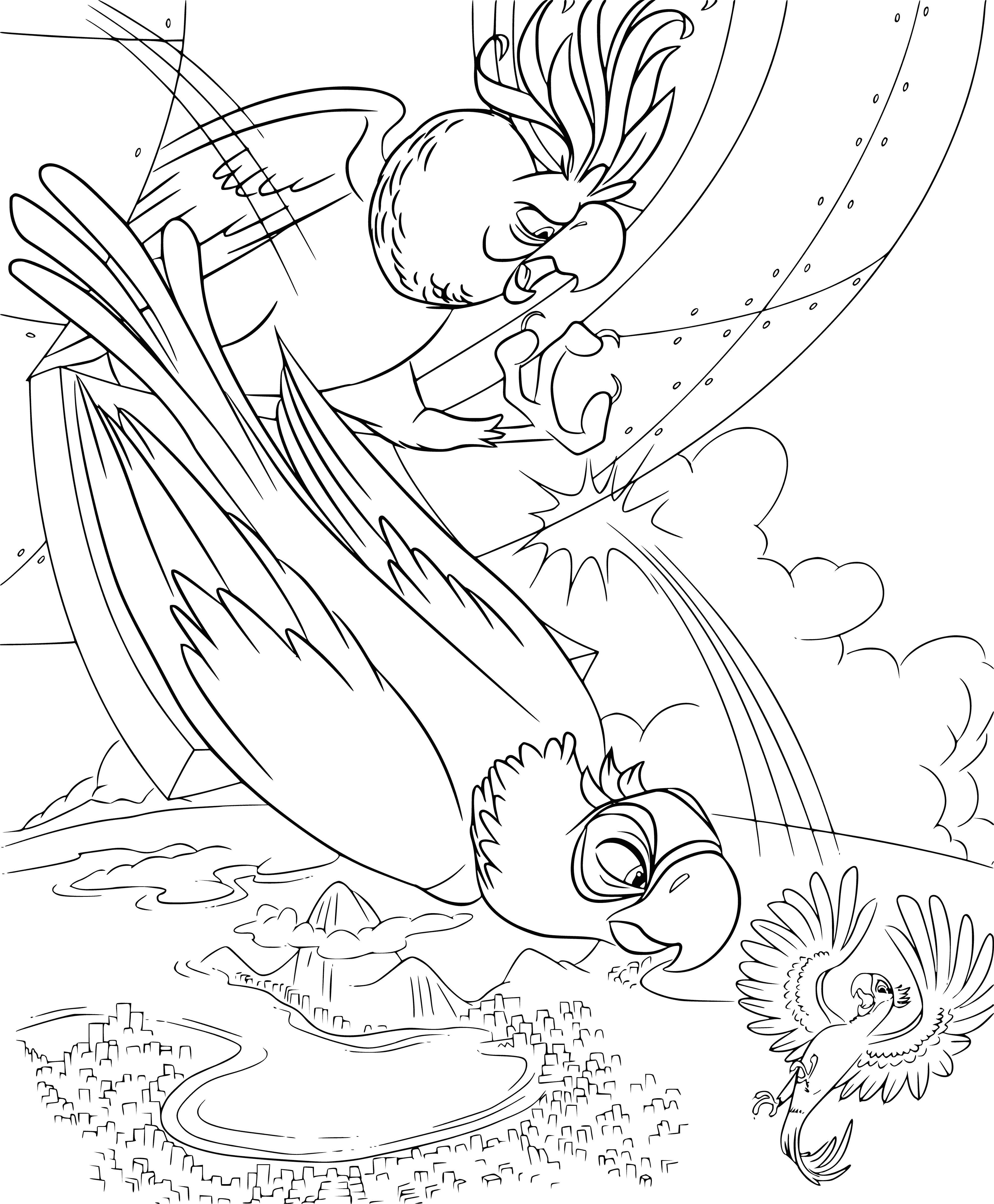 coloring page: The Rio is a beautiful place with rocks of all colors, including a large one with a hole in it through which a pearl falls.