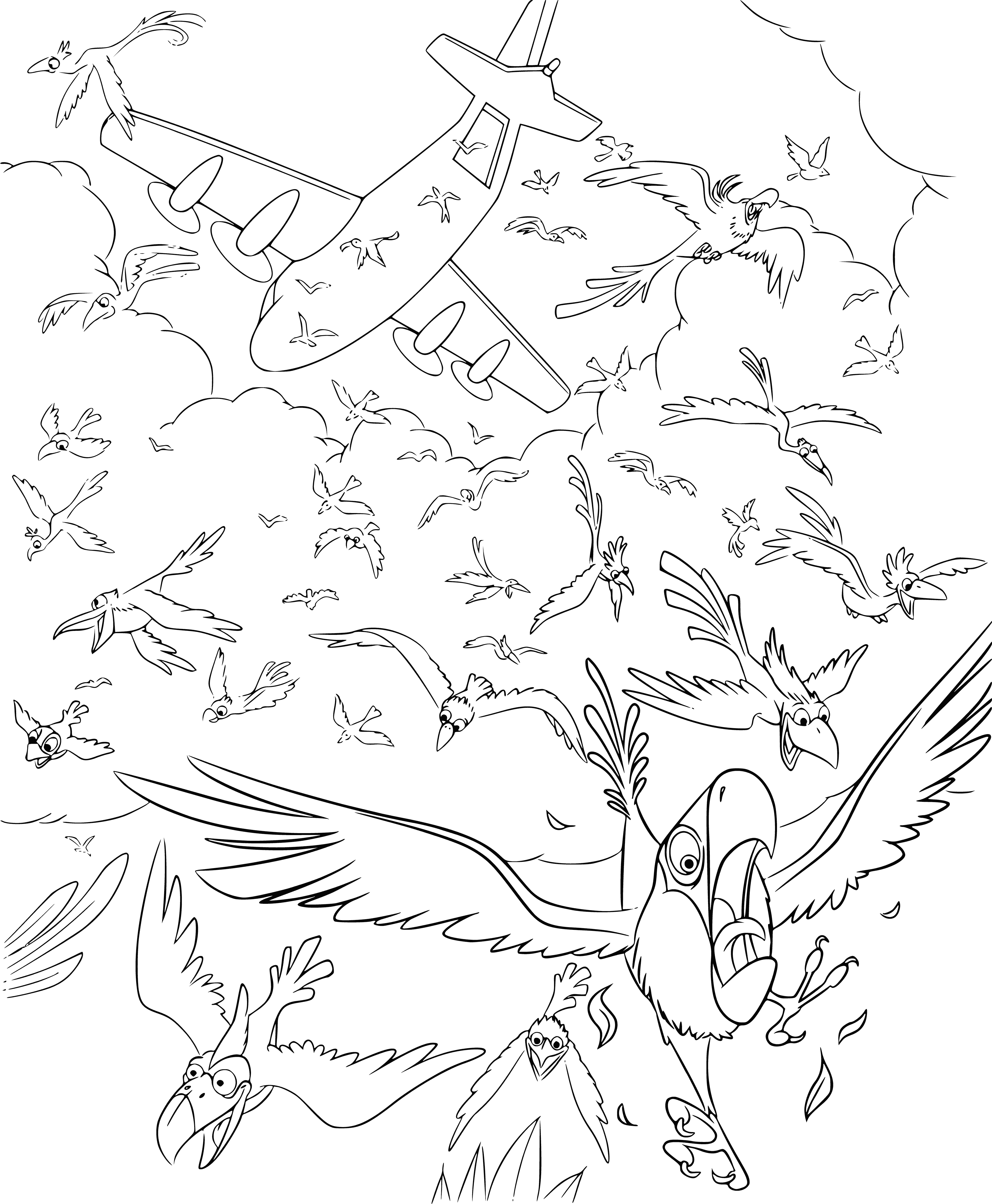 Flying from a height coloring page