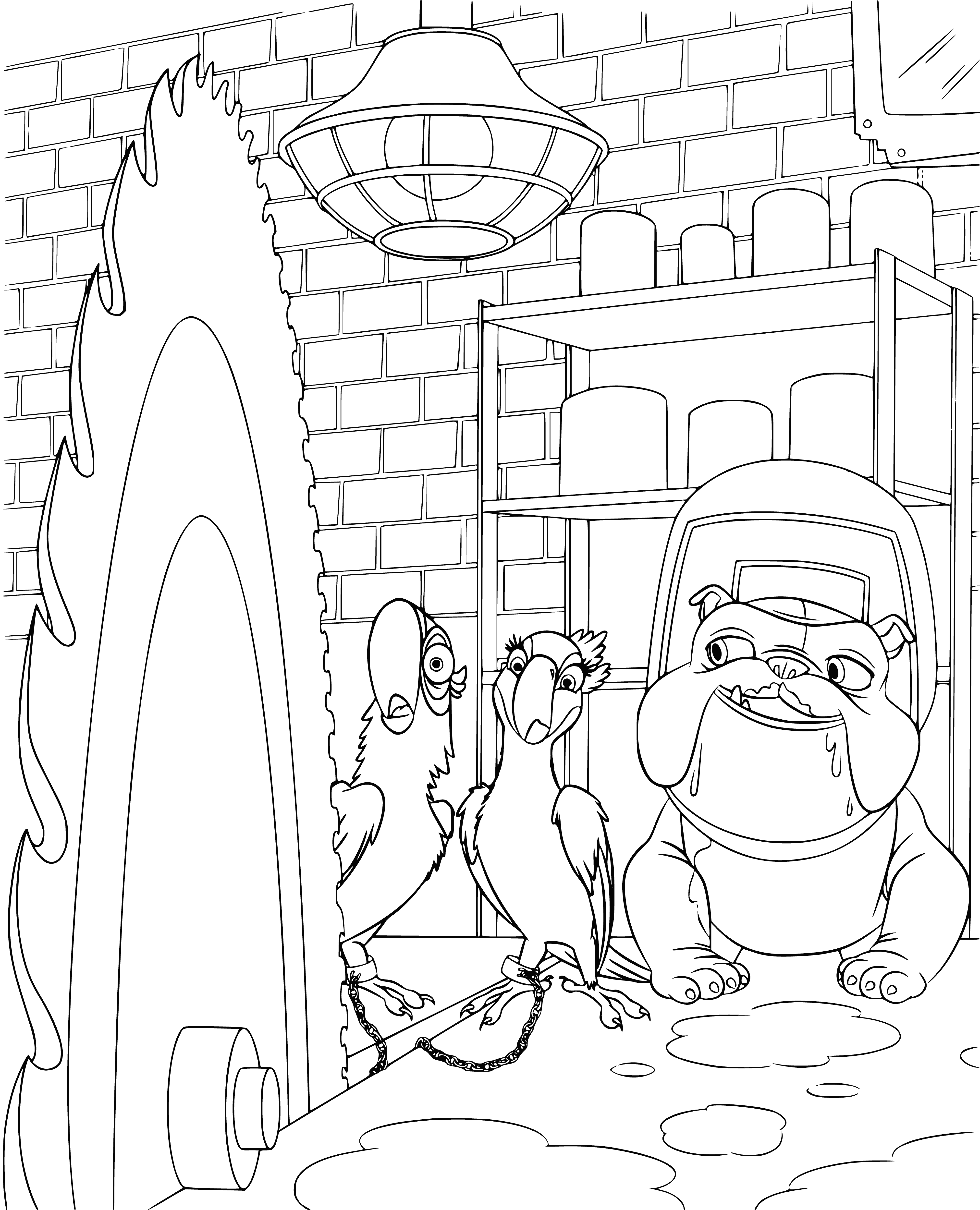 coloring page: Big green gator in center of page, small brown one in bottom left corner, both with sharp teeth and open mouths. #color