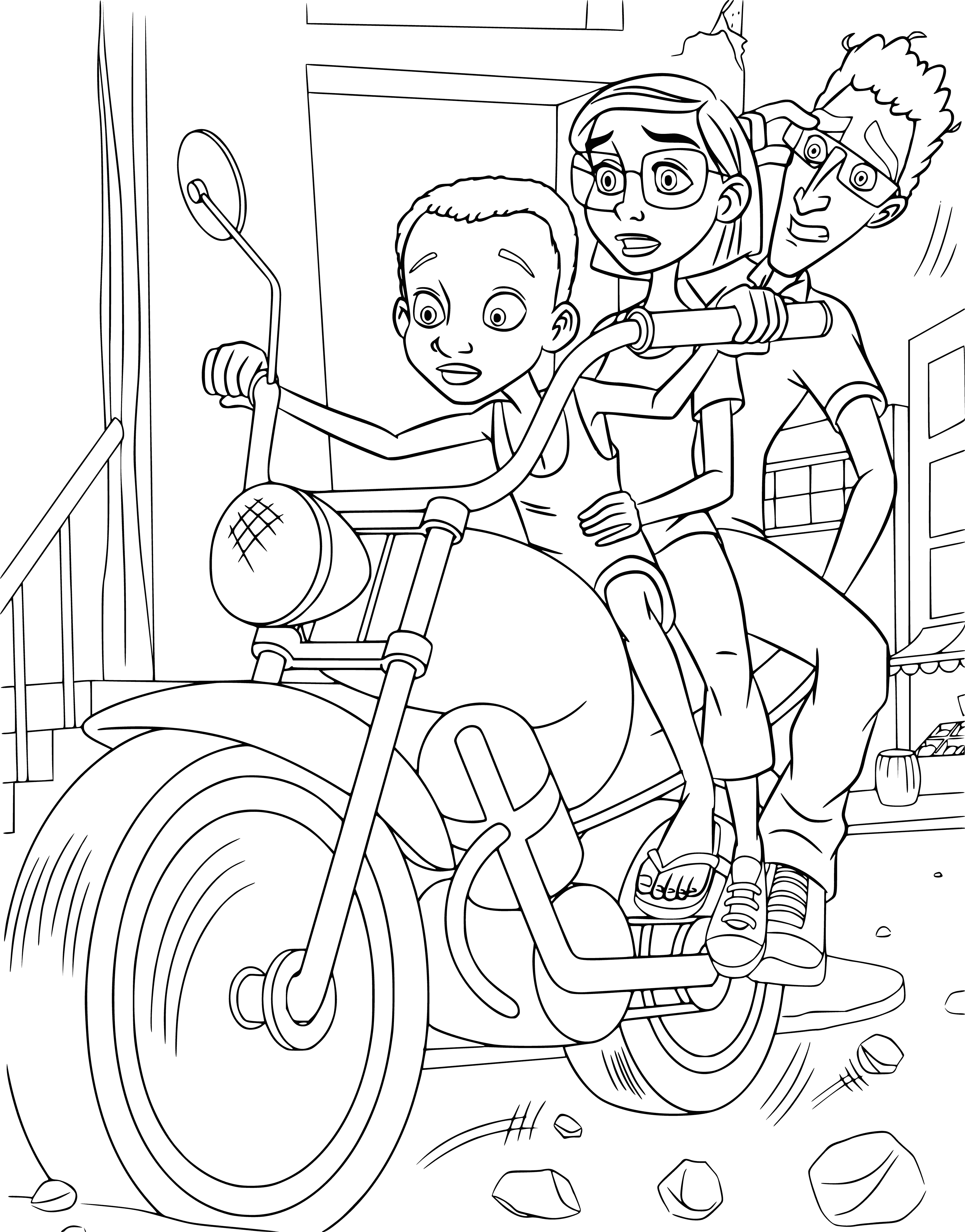 coloring page: Man pursues chicken on beach in pursuit of adventure. He wears blue and carries flip flops. Ready for the chase! #Rio