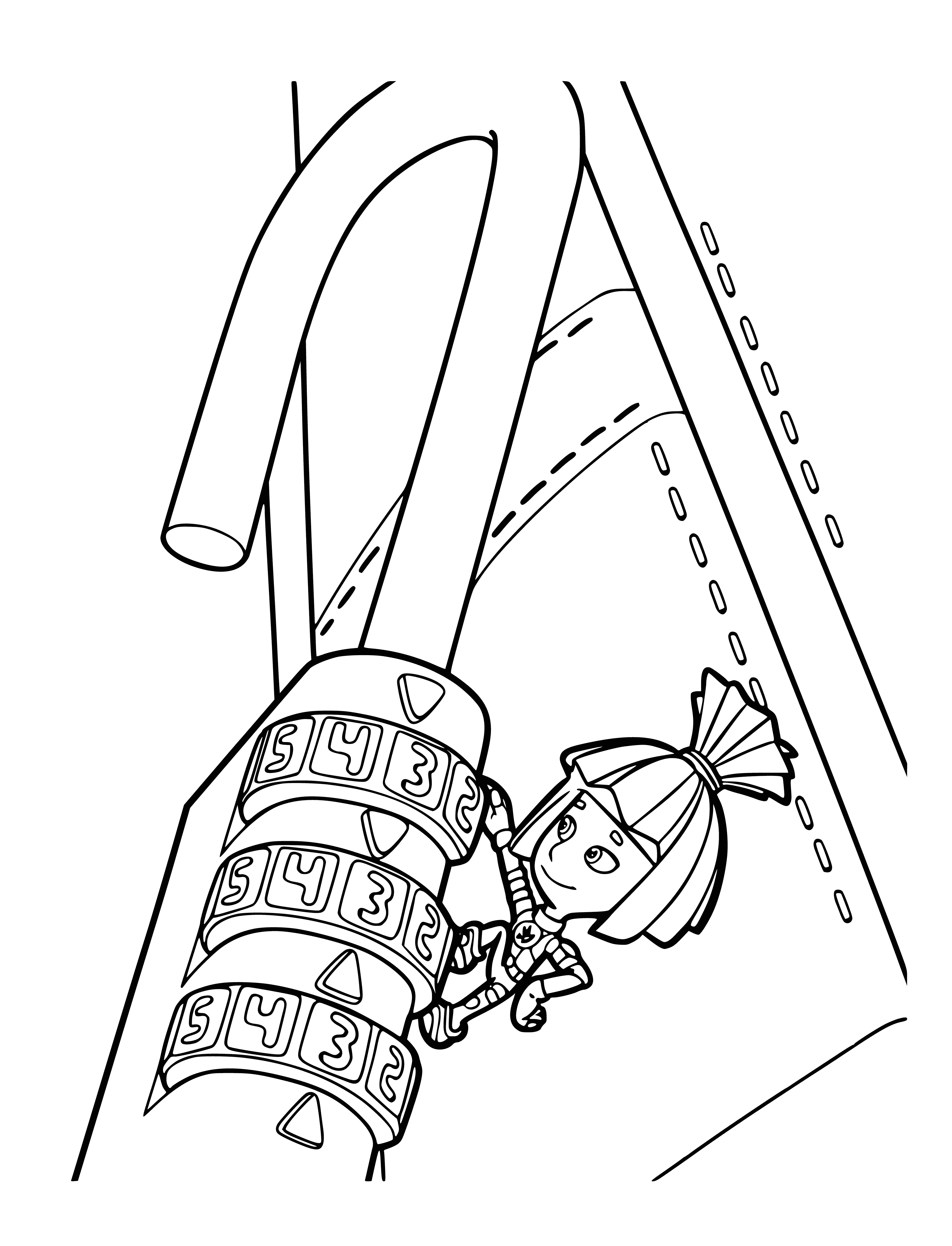 coloring page: Two Fixies in coloring page, one stands on stool & holding lock, other sits & holds Simka. #coloring