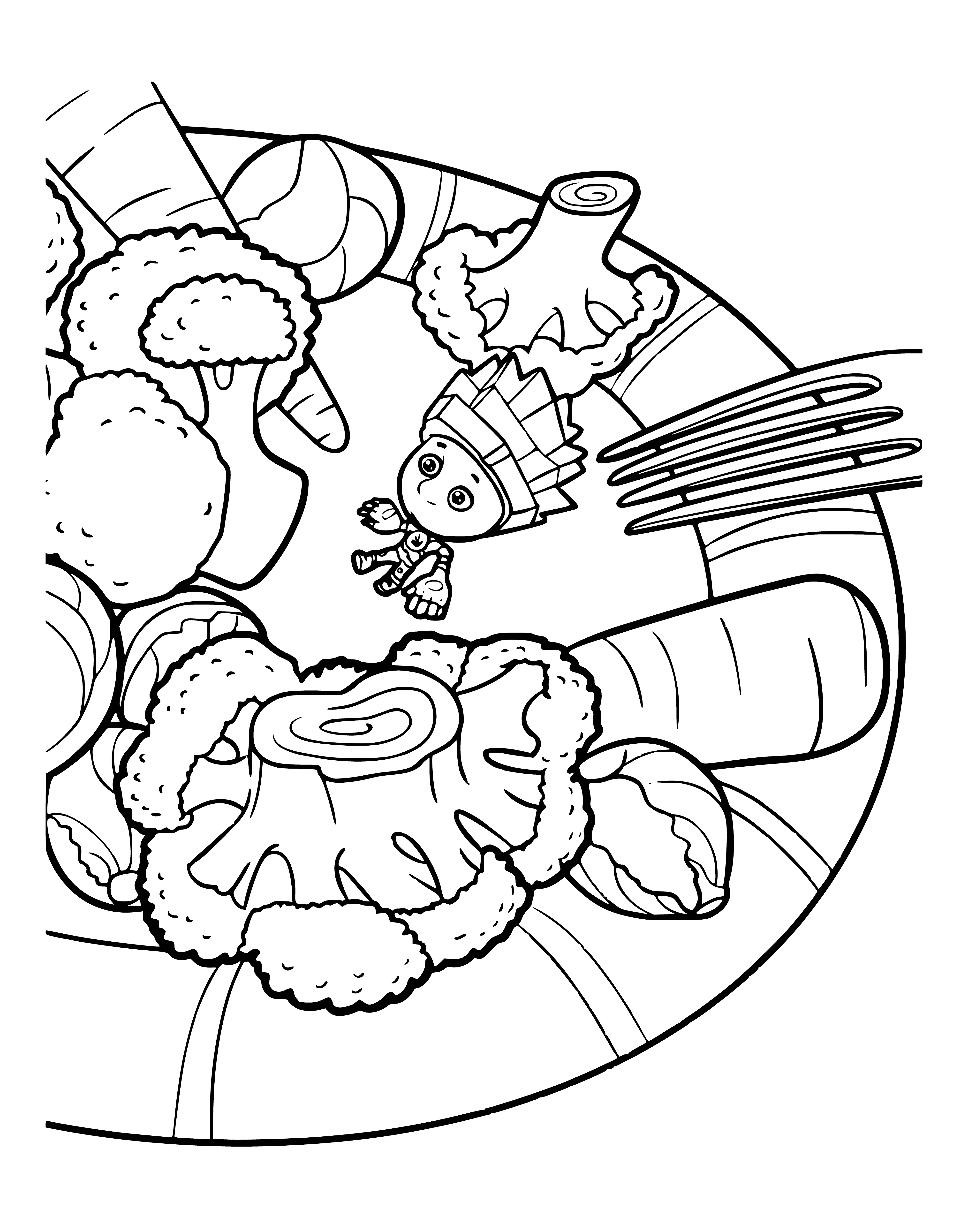 coloring page: 3 fixies on a plate, arms crossed, frowning & "Zero" written on chests.