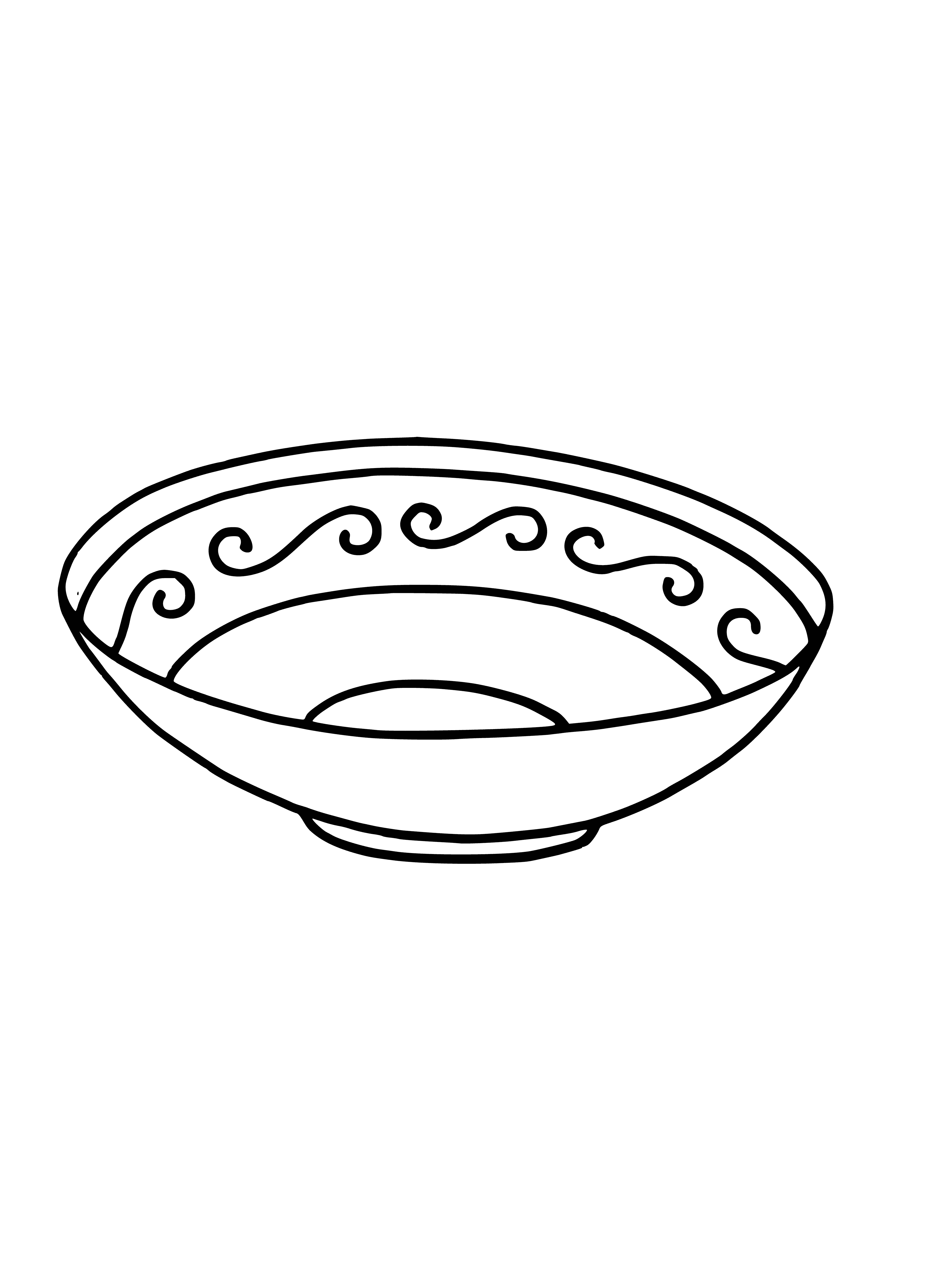 coloring page: Shallow plate with curved lip, slight well in center; matte white finish.