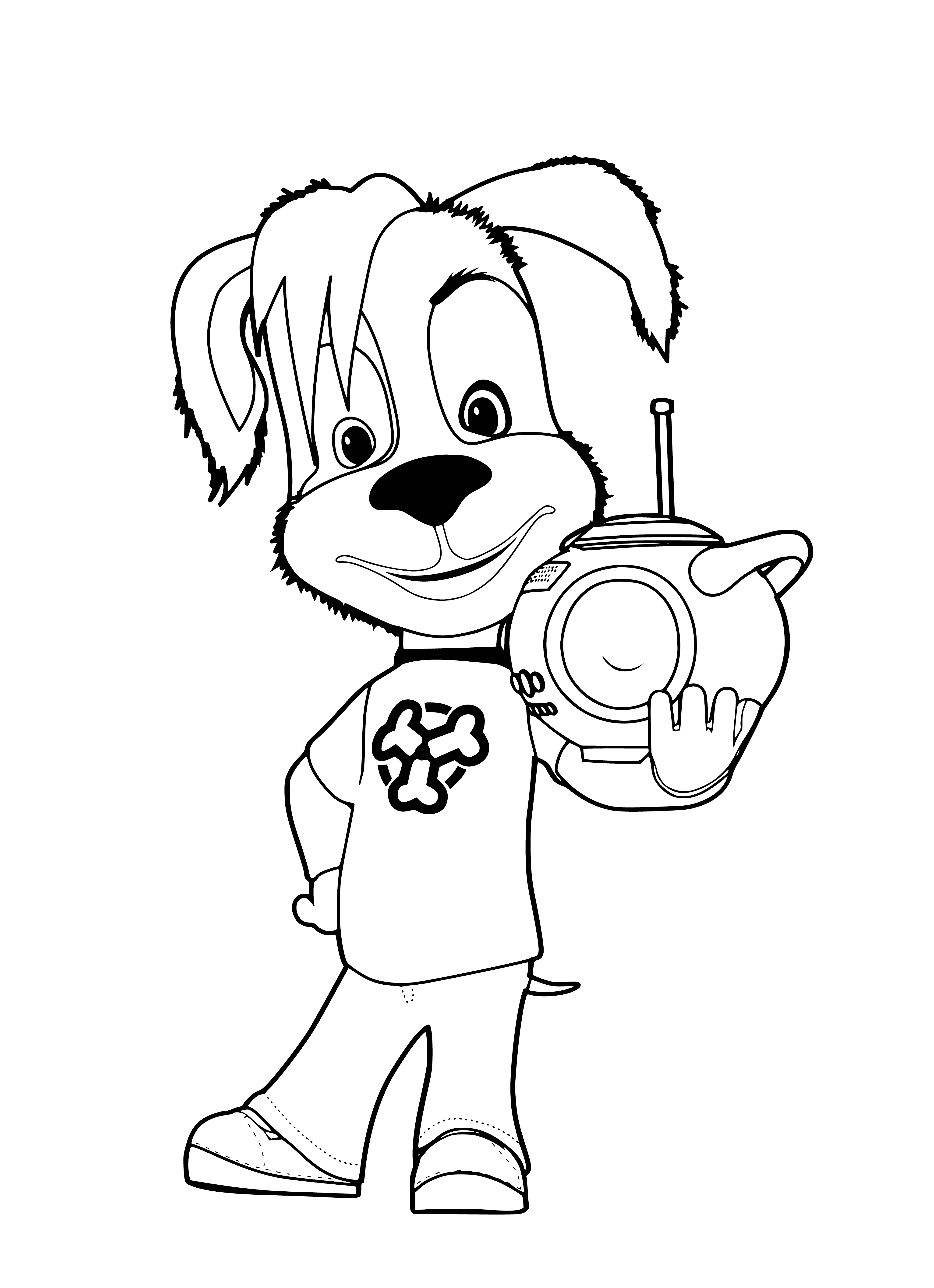 coloring page: The Barboskins' Boombox Buddy is a furry friend with a red cape, boots & a boombox; it has big, floppy ears & a toothy grin. #boomboxbuddy