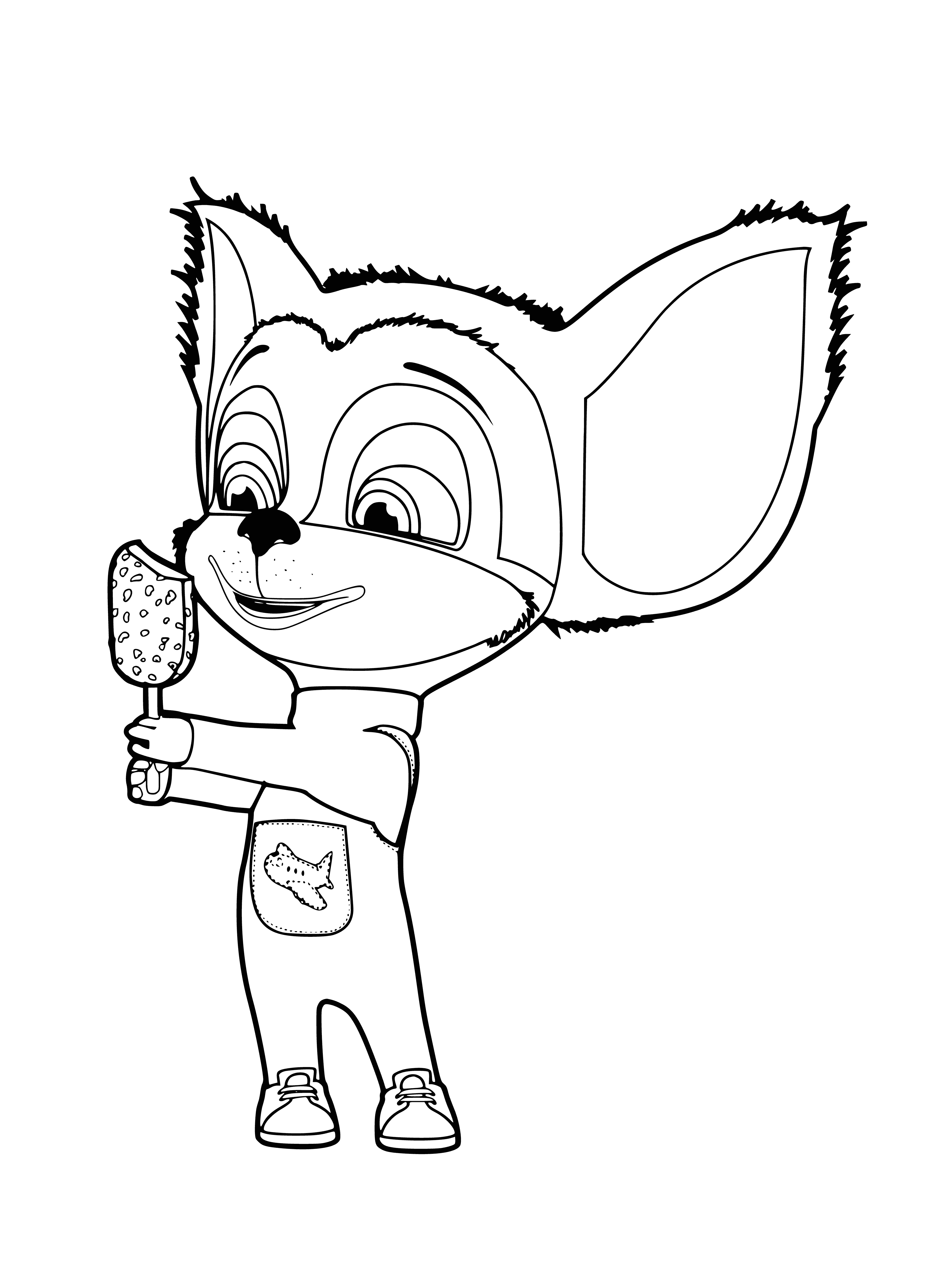 Kid eating ice cream coloring page