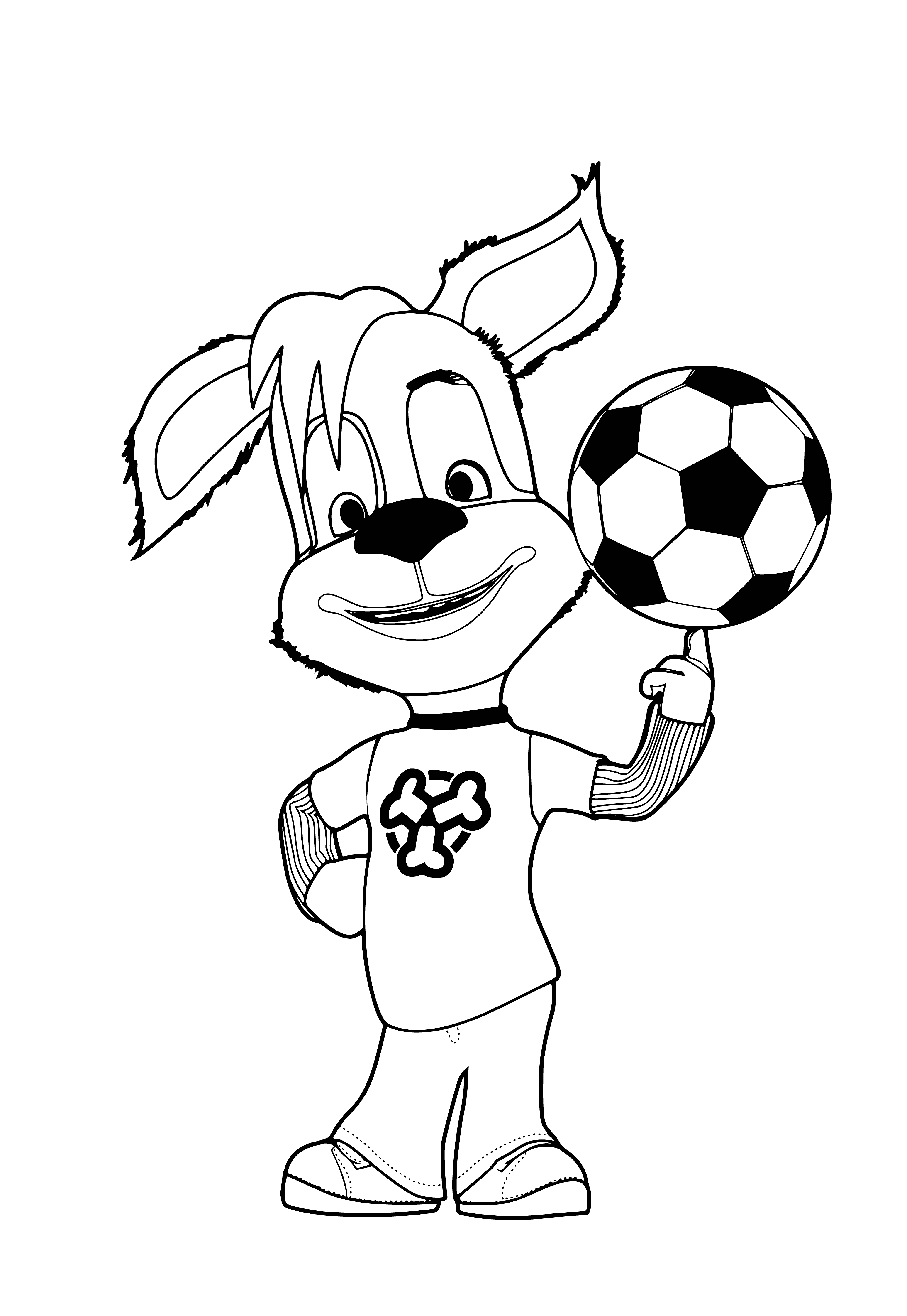 coloring page: A plush toy shaped like a ball with black eyes, open mouth showing teeth, & "Barboskins" written on front.