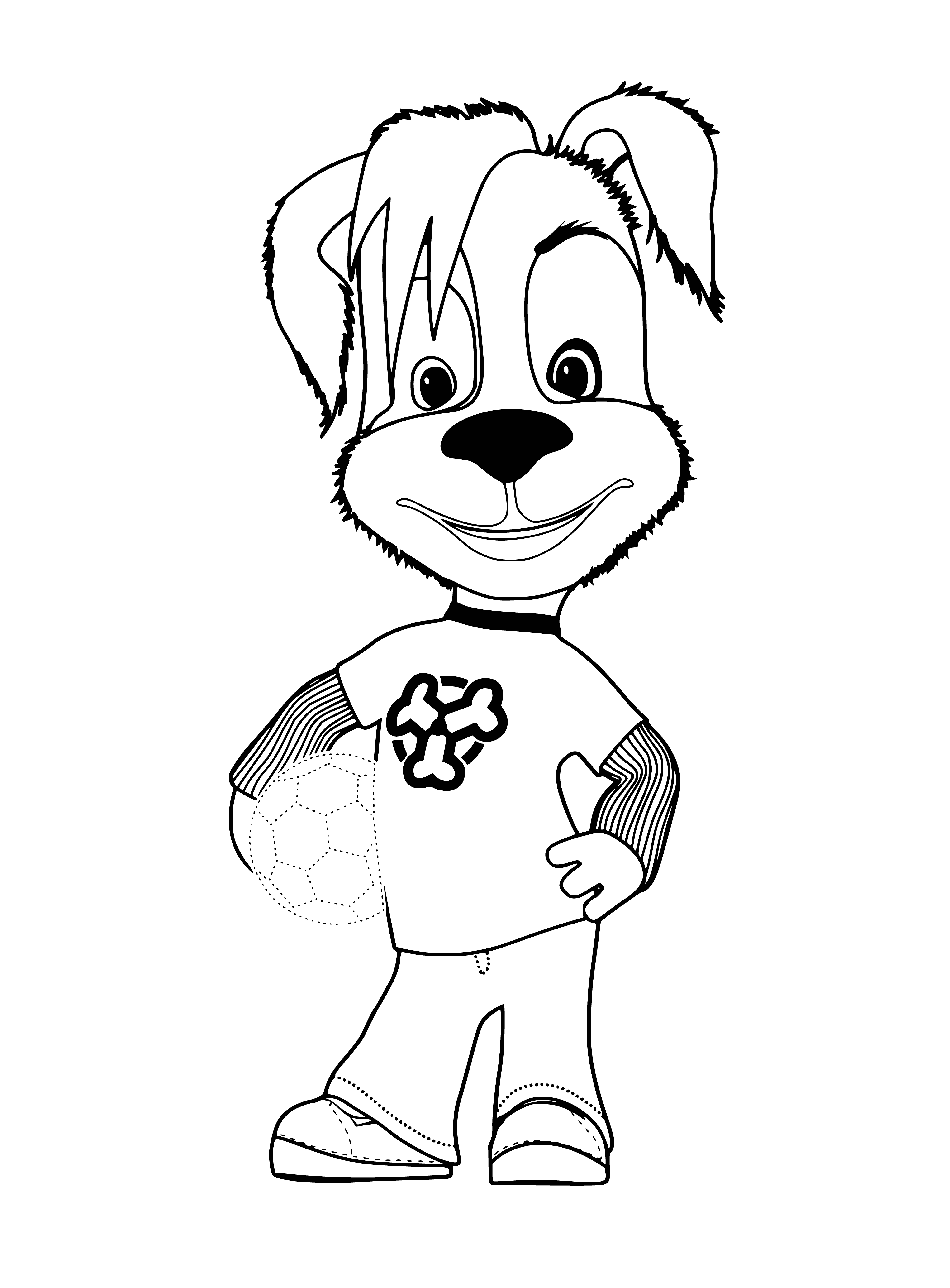 coloring page: The Barboskins' Ball Buddy is a soft, safe green toy shaped like a ball with 2 black eyes and a black mouth. #Toy