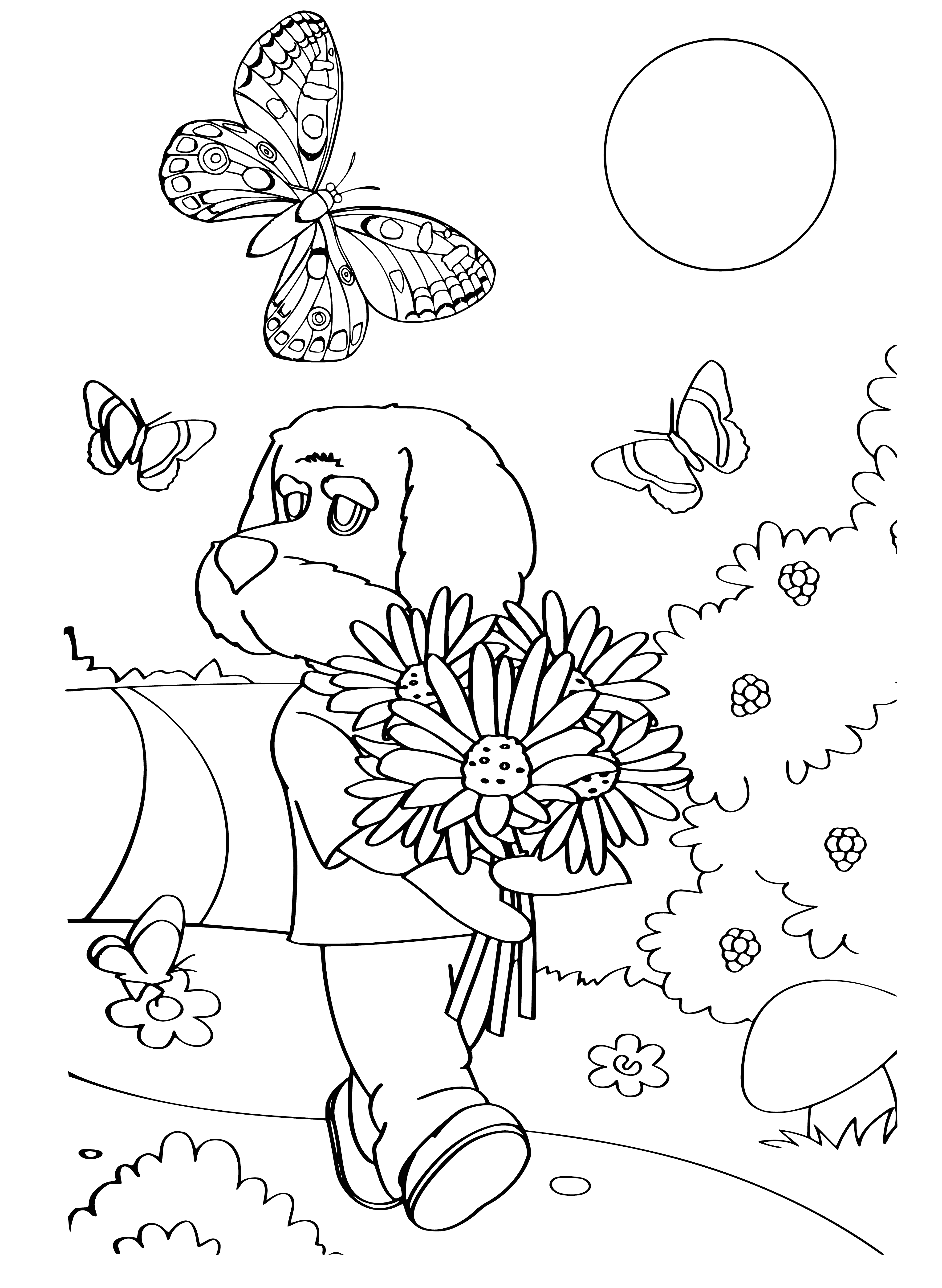 coloring page: Boy & girl sit on bench, leaning against each other, looking up at stars w/ boy's arm around her.