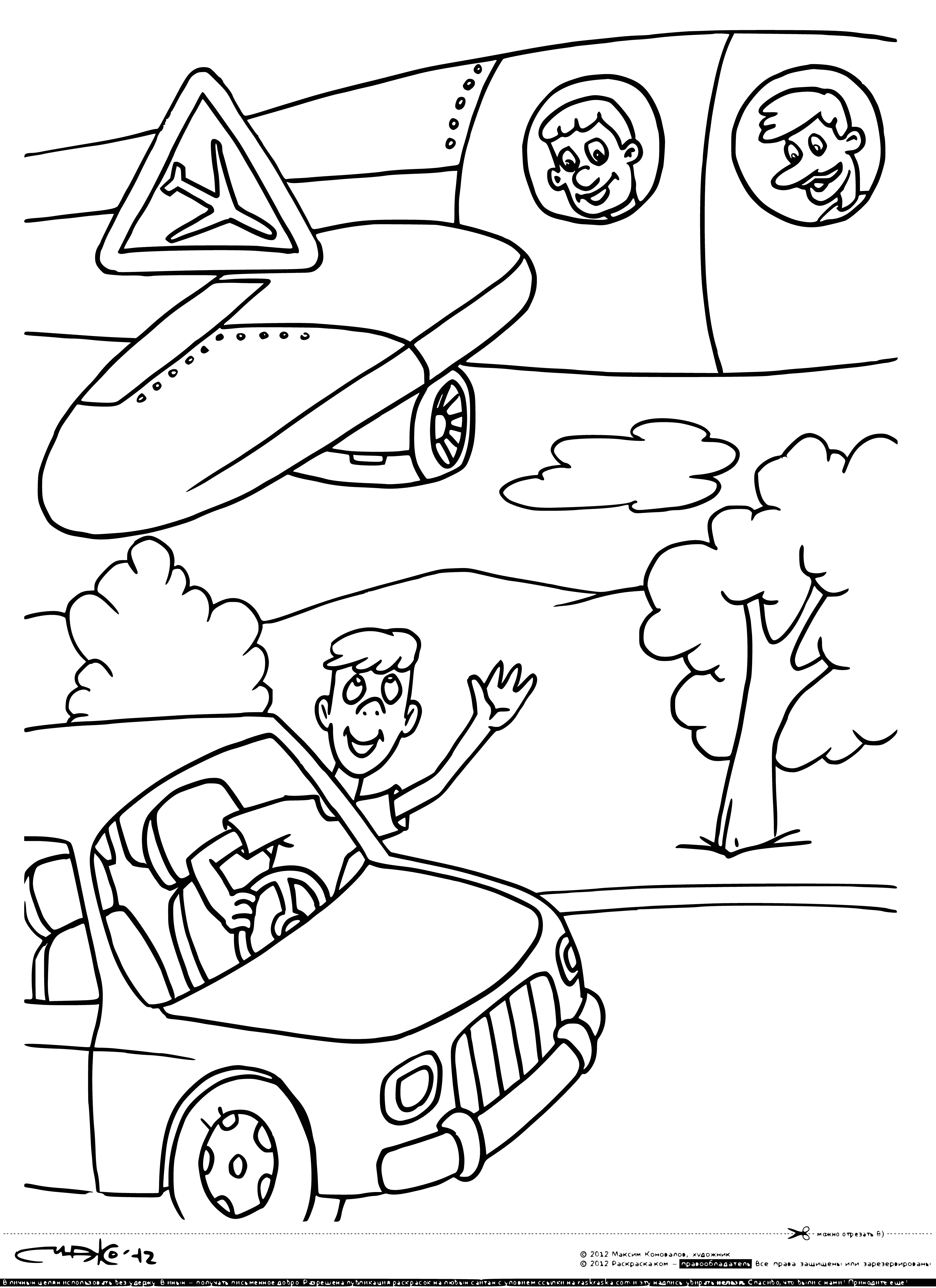 coloring page: Stop sign with "P" in white rectangular sign: no parking. #Stopsign #Parking
