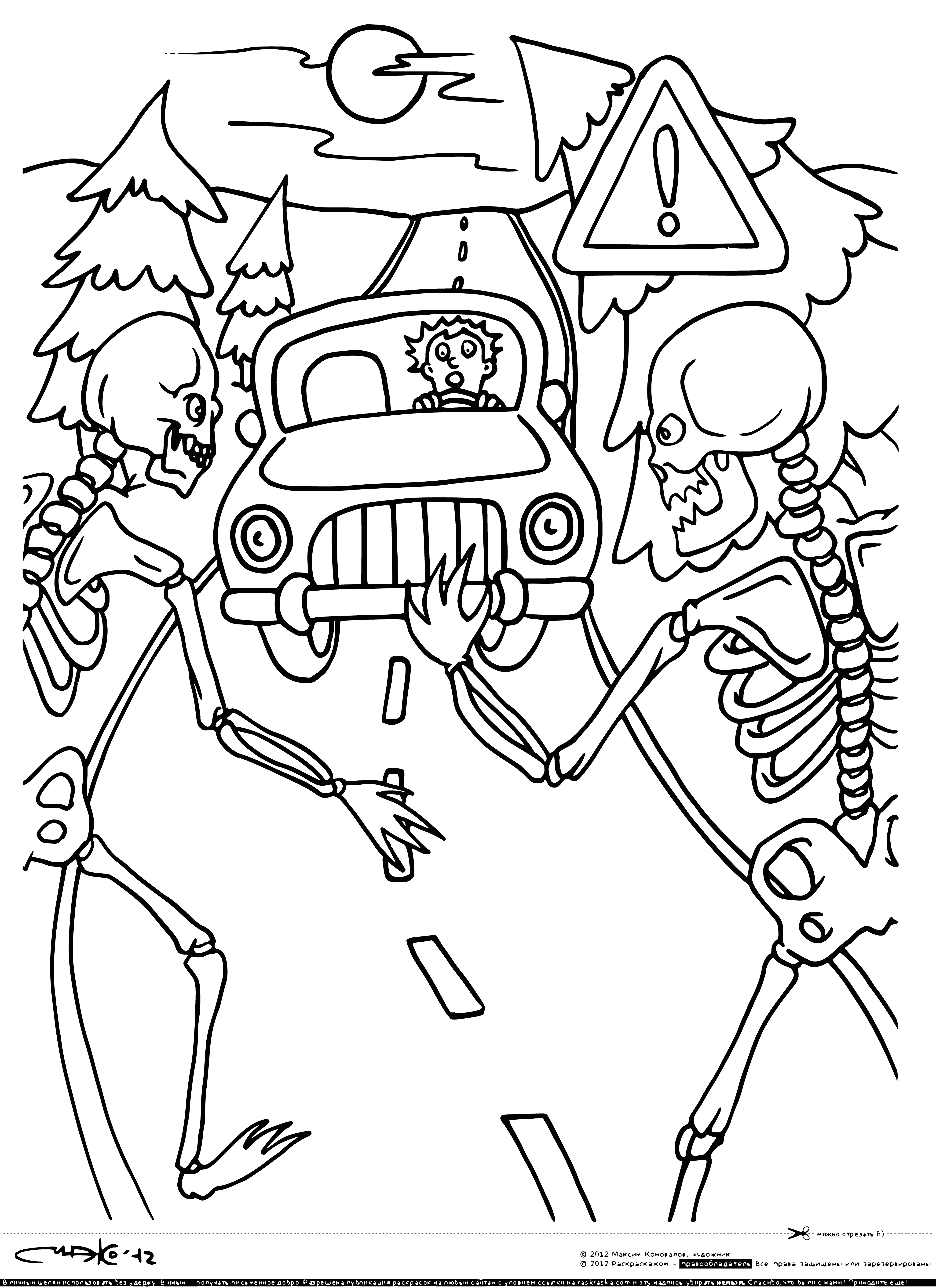 coloring page: Coloring page has two red & white signs: stop & yield, w/ black text. Stop has white background, yield has red.