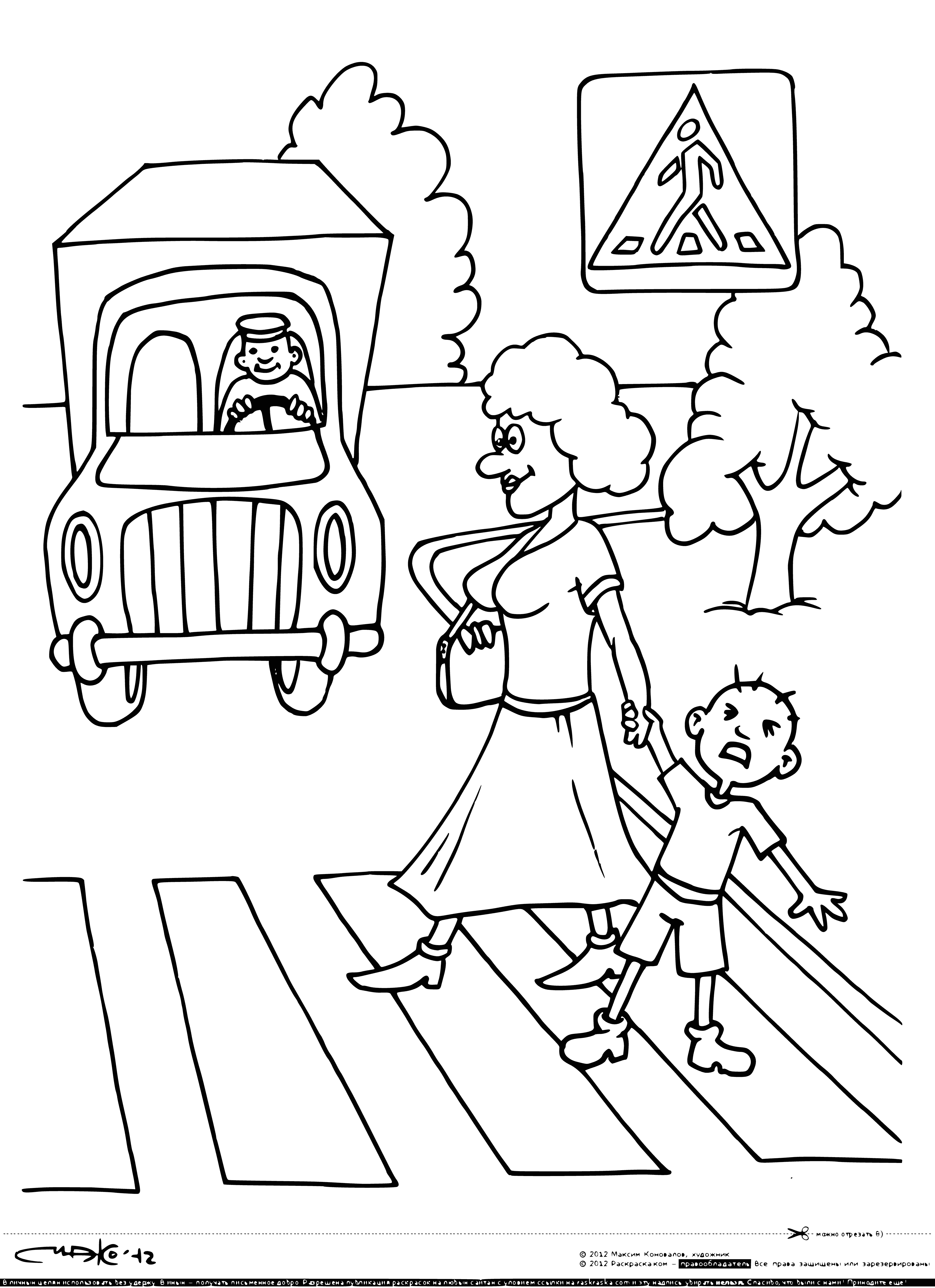 Crosswalk coloring page