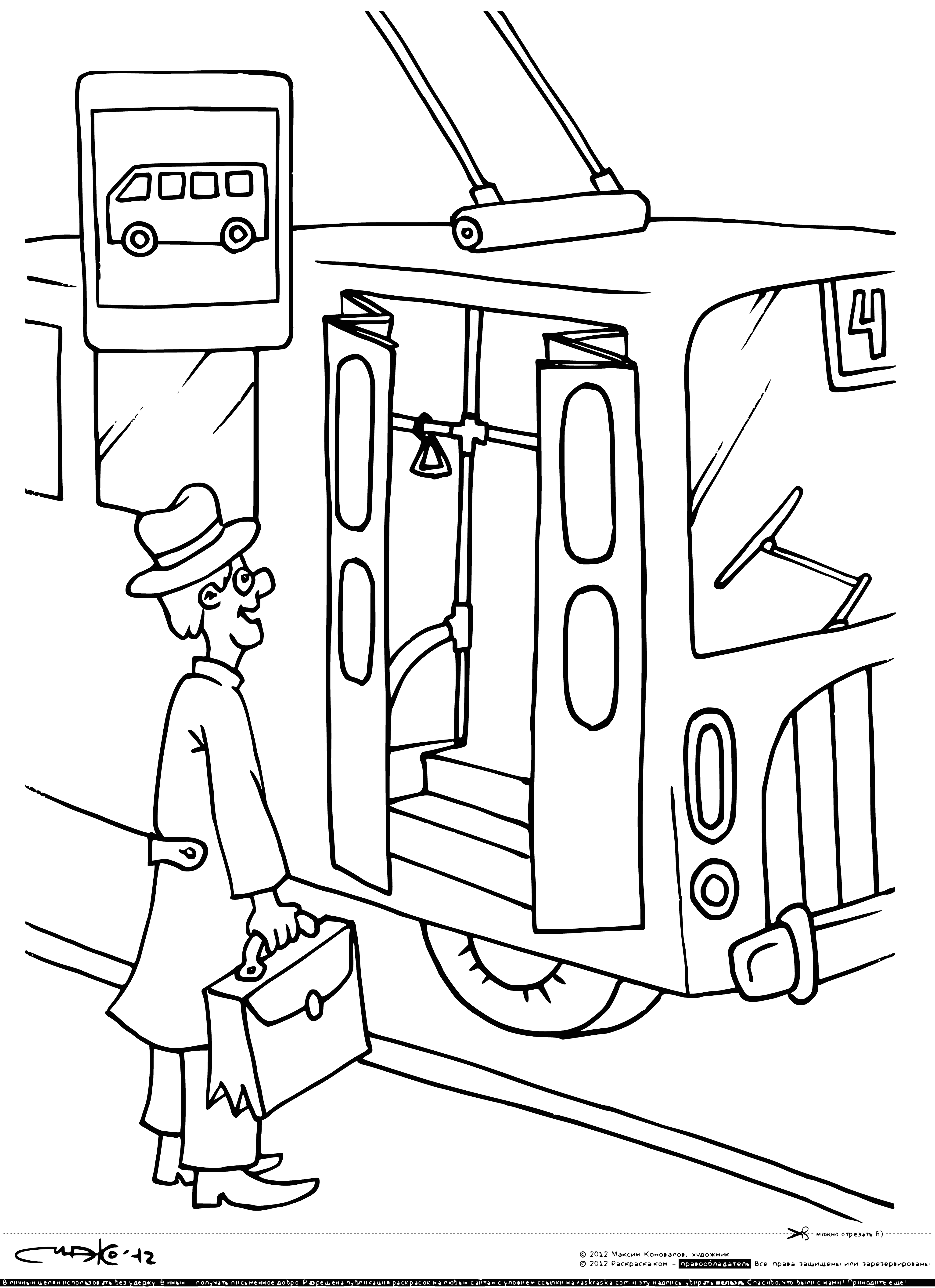 Bus (trolleybus) stop coloring page
