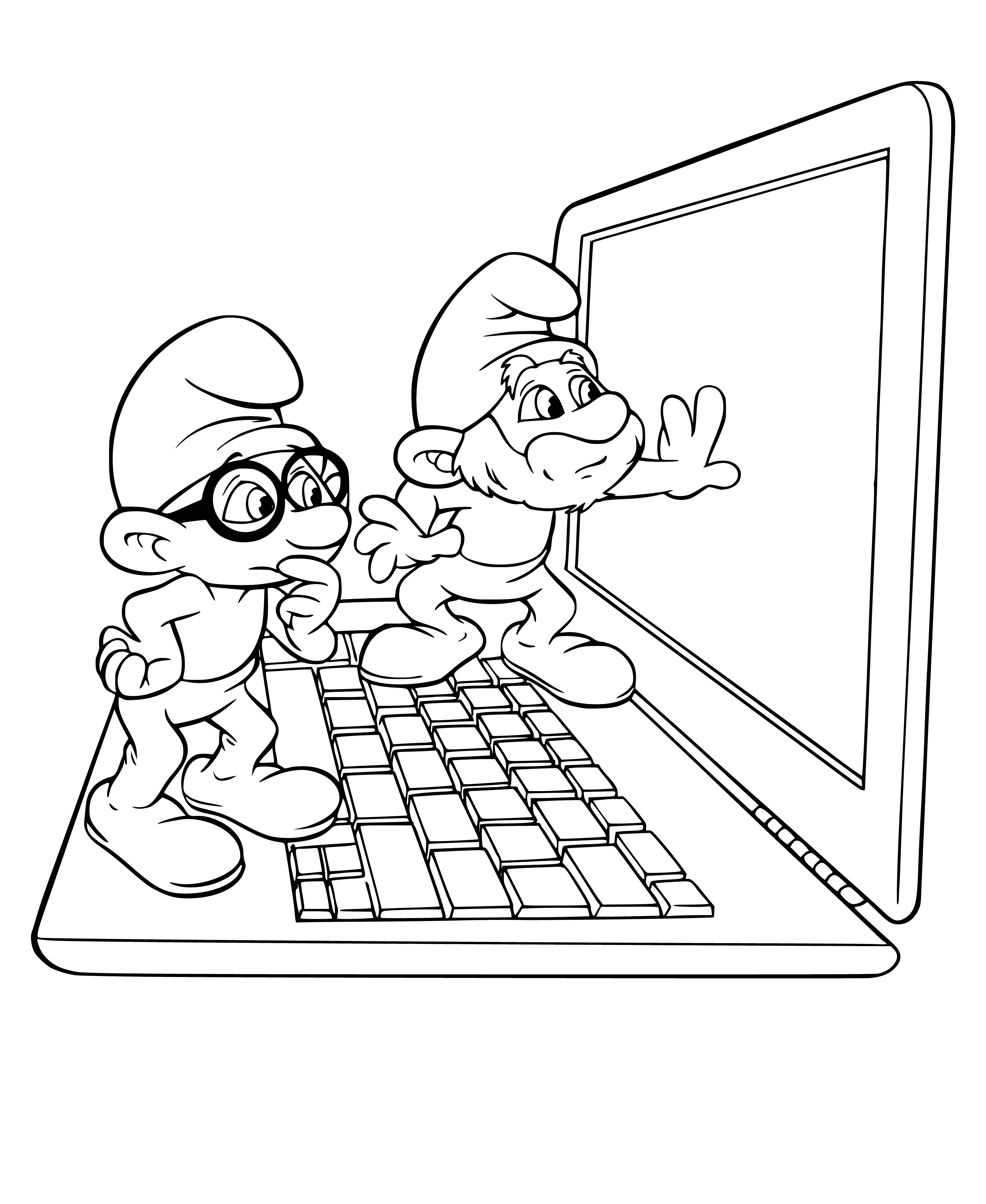 The prudent and Pope Smurf coloring page