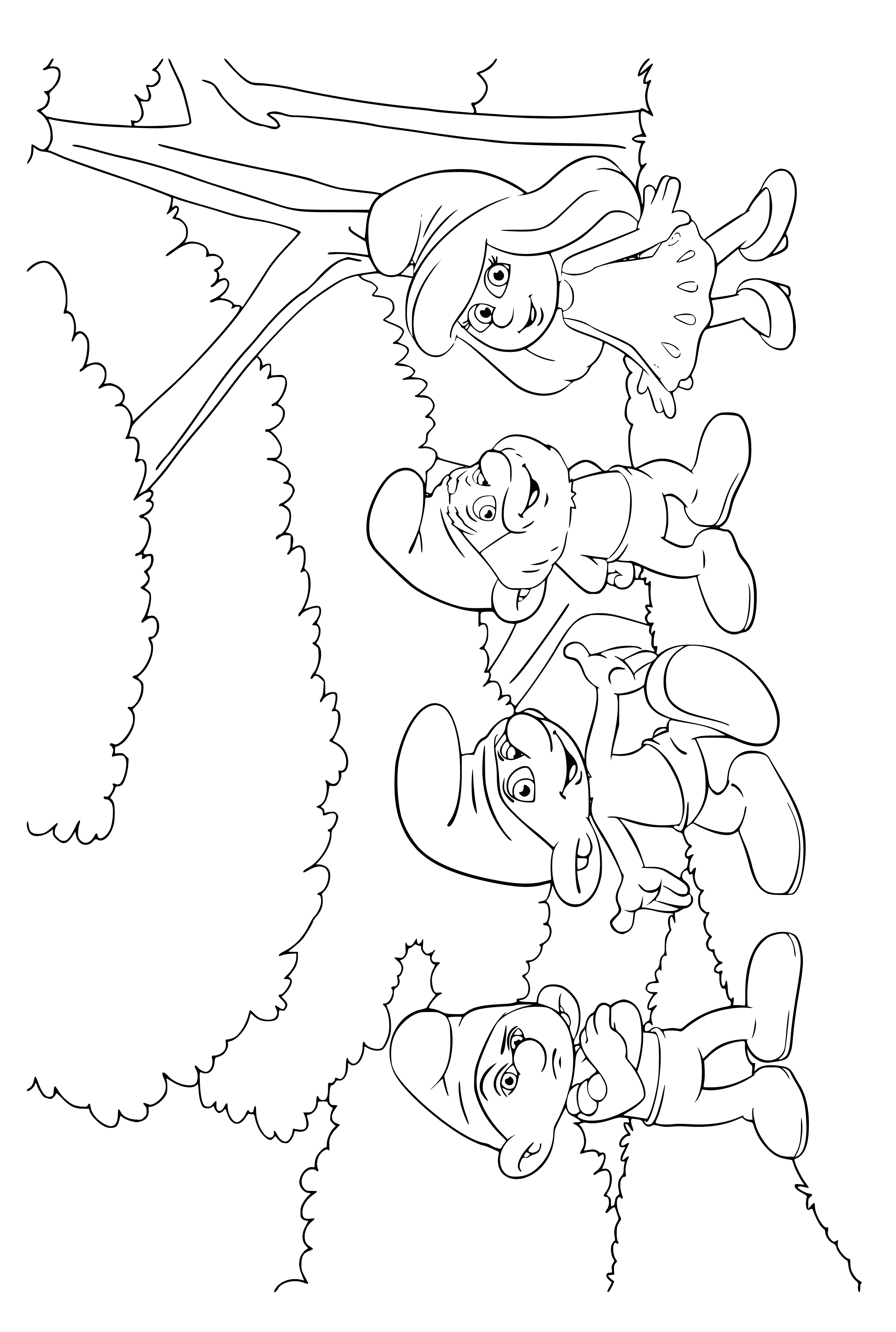 coloring page: The Smurfs are friendly forest dwellers who love to sing and dance.