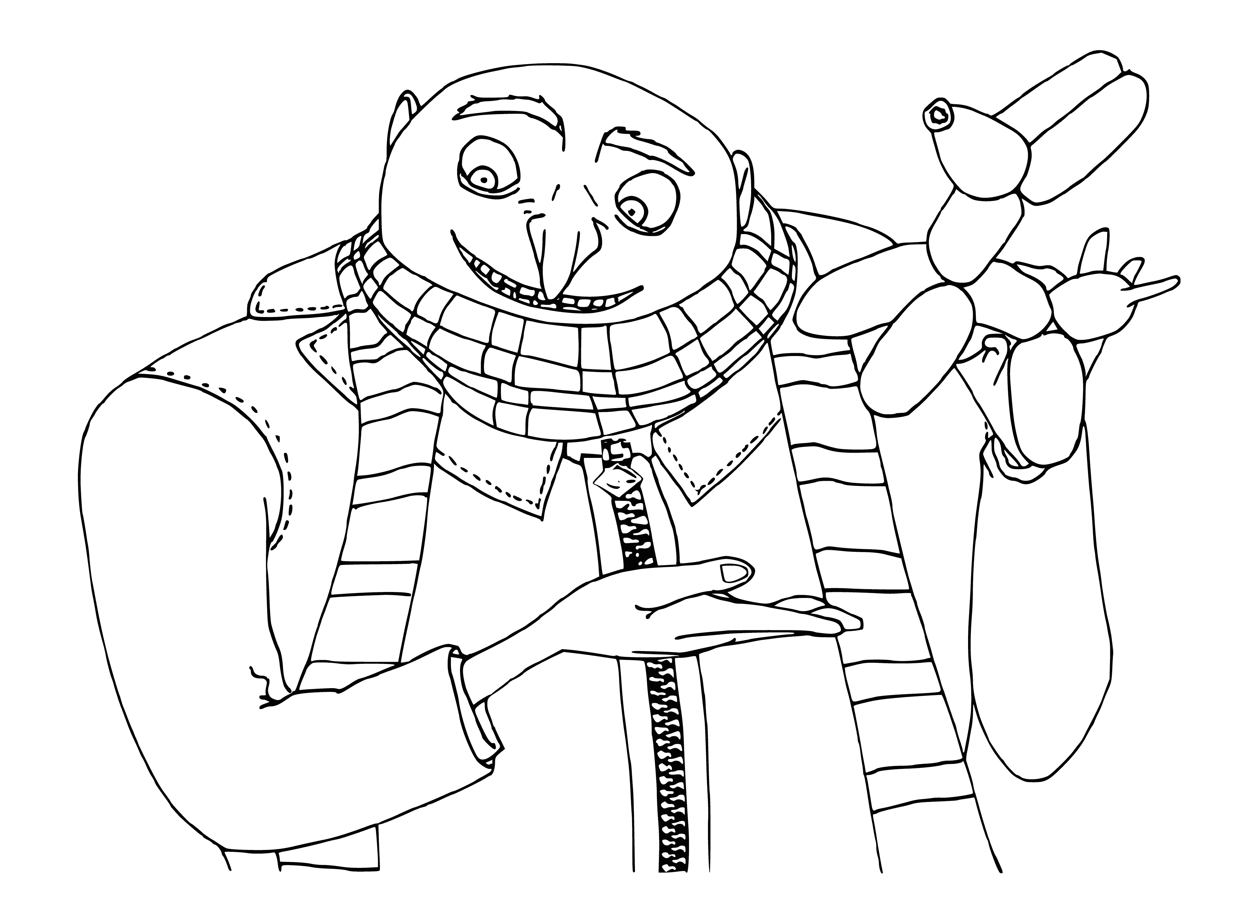 coloring page: Girl holds Minion from Despicable Me, which holds a flower. She looks very happy with a big smile. #coloringpage