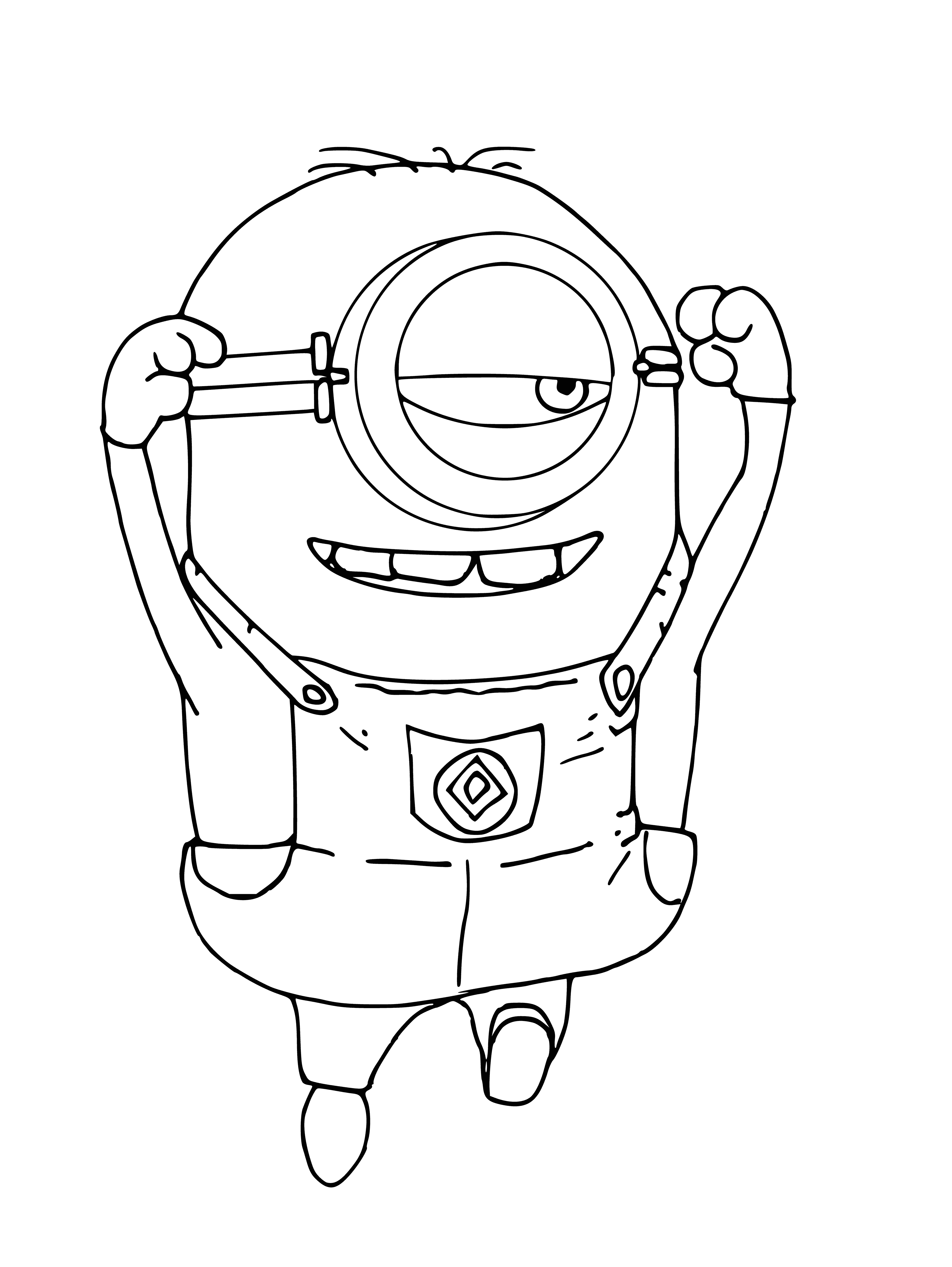 coloring page: Color the Despicable Me character - a small brown fluffy creature with big eyes wearing a red & white striped shirt & red bowtie.
