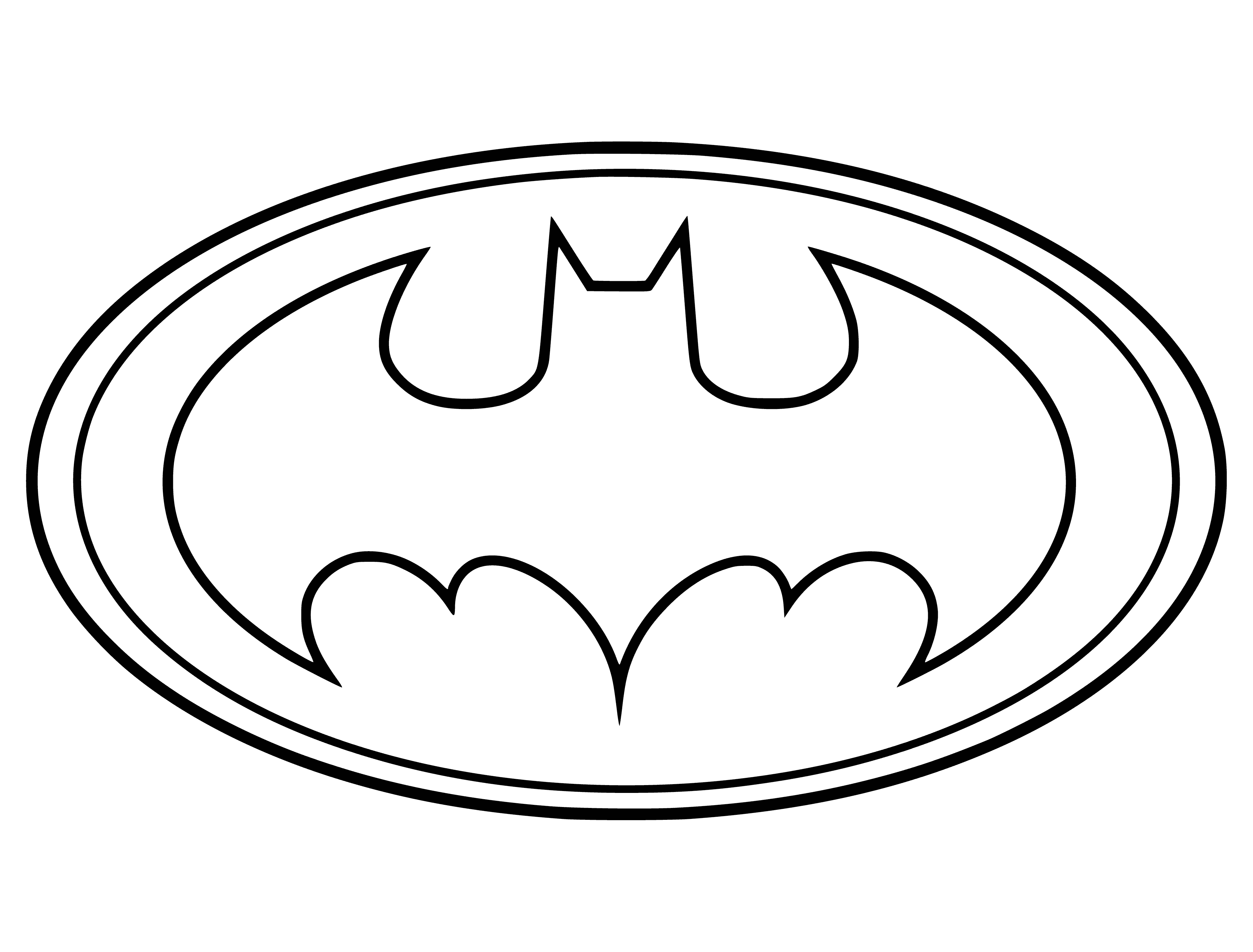 coloring page: Sign with yellow Batman font from 1960s TV show appears on black background: "Batman - Batman."