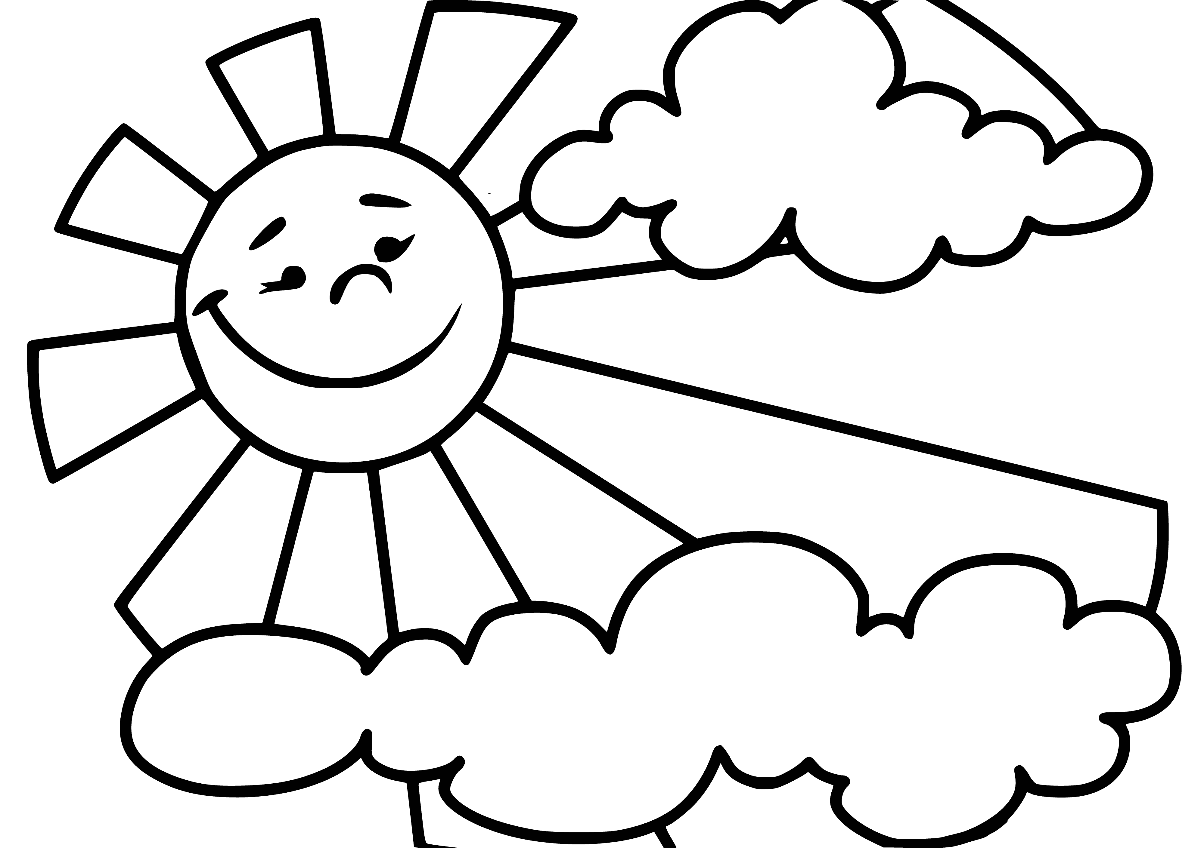 coloring page: Sun shining brightly in a cloudless sky, its yellow hue warming the world. #sun
