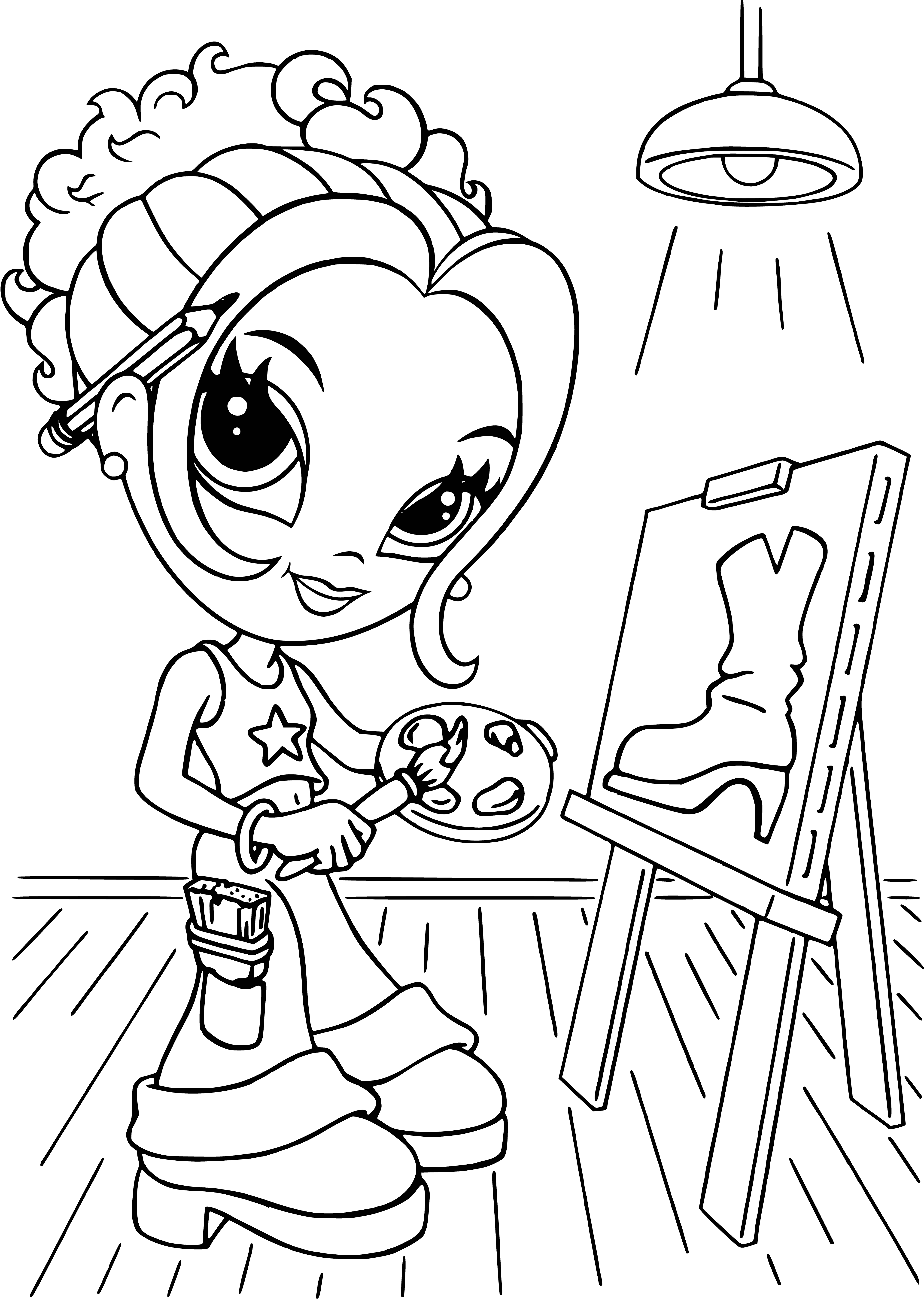 coloring page: Girl in pink dress ready for a night out looks glamorous in Lisa Frank coloring page. #glitter #dressup #coloring