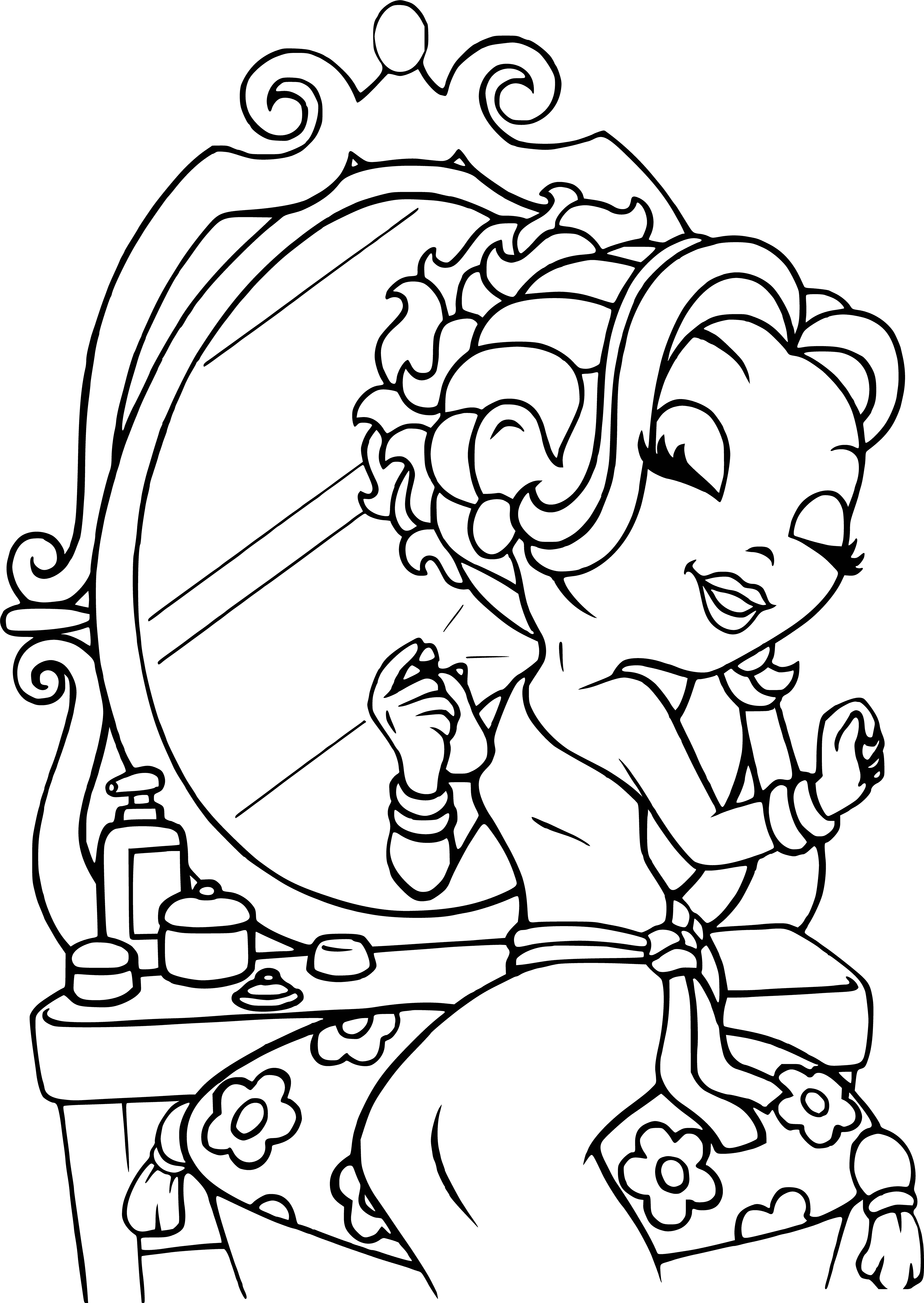 coloring page: Glam girl stands ready for a magical night out, wearing a pink dress and holding a pink wand with a star. #MagicNightOut