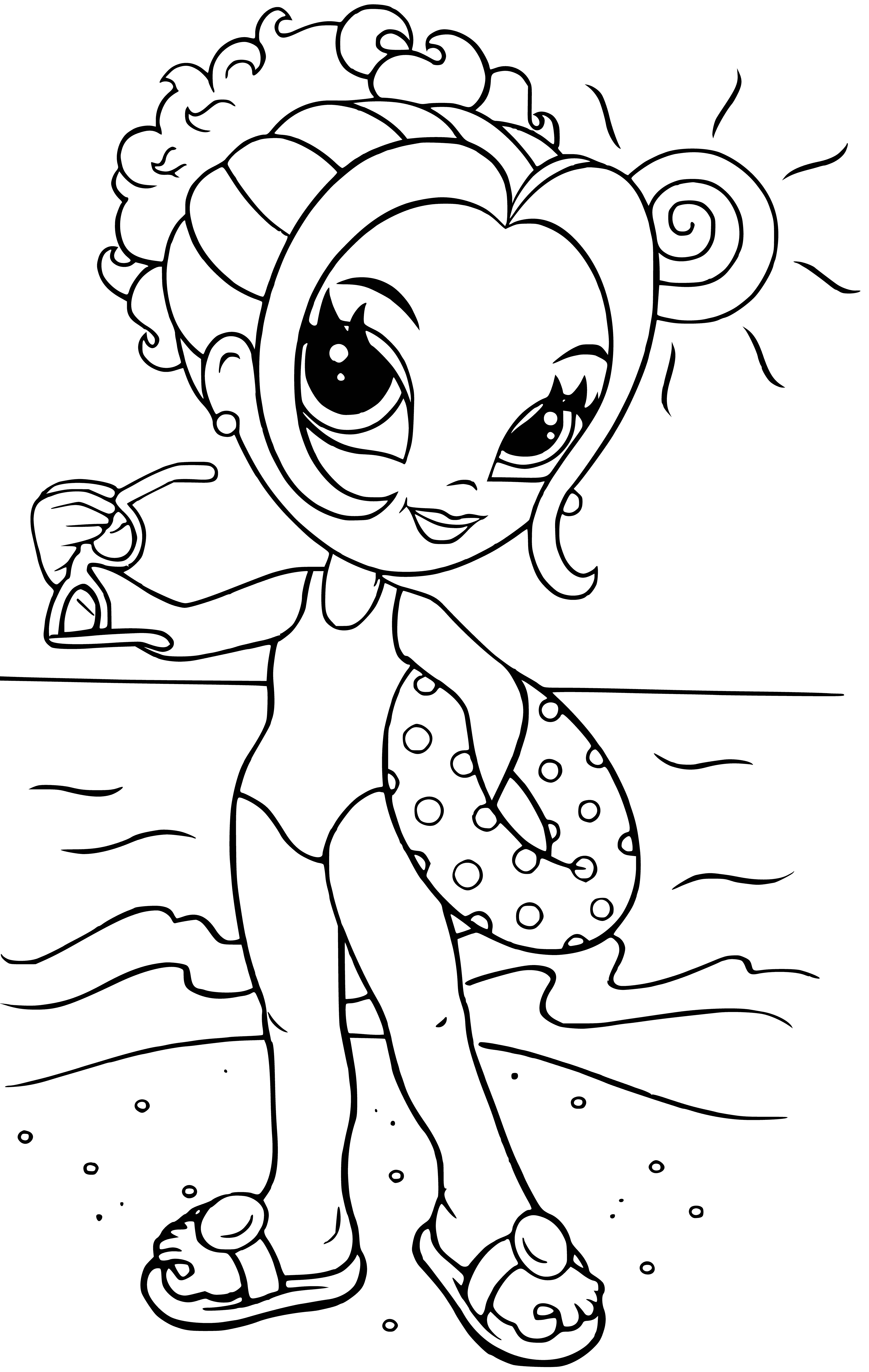 coloring page: Glam girl ready for a night on the town with sequined dress, high heels, manicured nails & perfect hair. #GlamLife