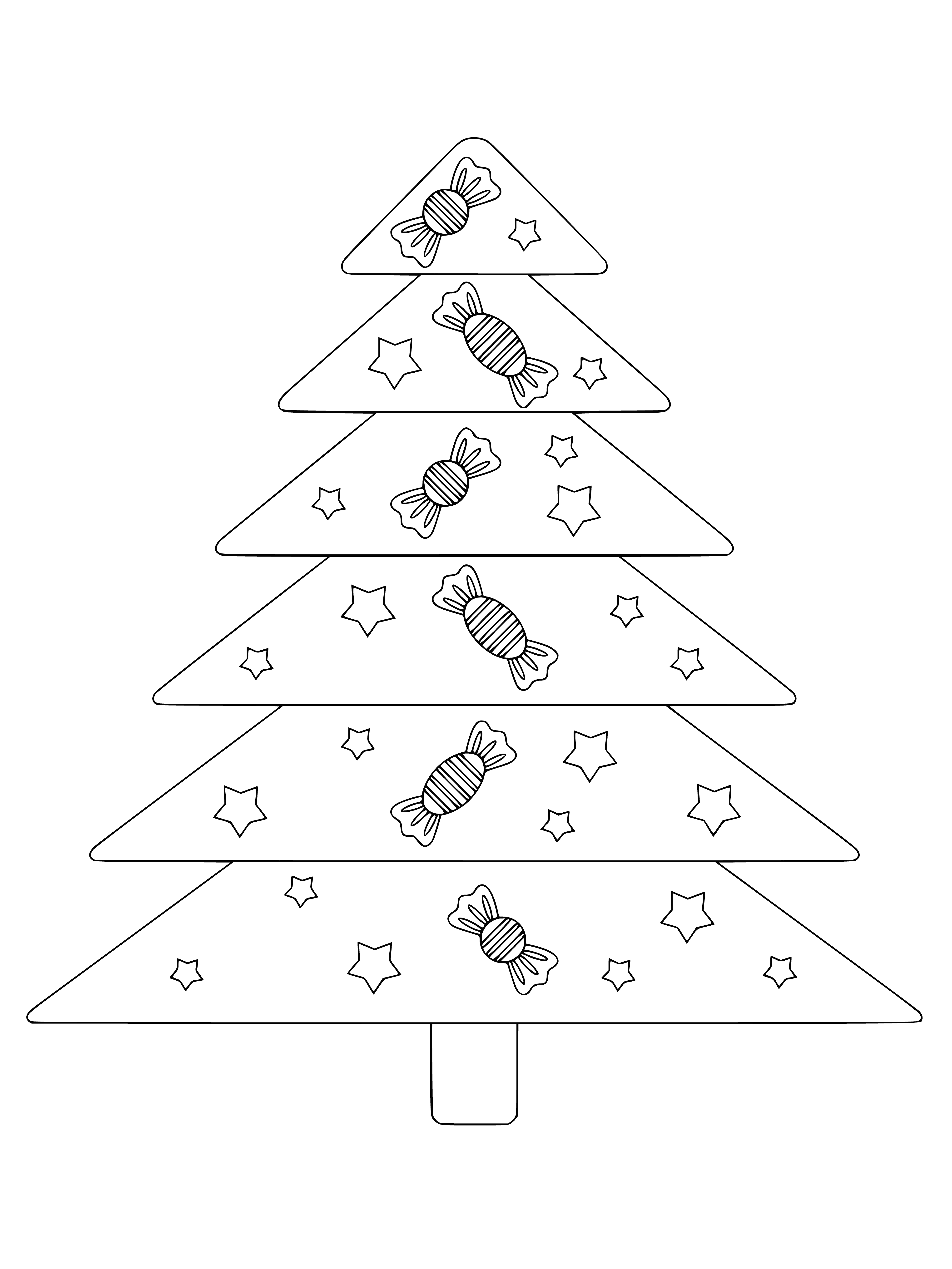 coloring page: Christmas tree ornamentation originated in 16th c. Germany, spread via upper classes to the rest of the world in the late 19th c. #ChristmasTree