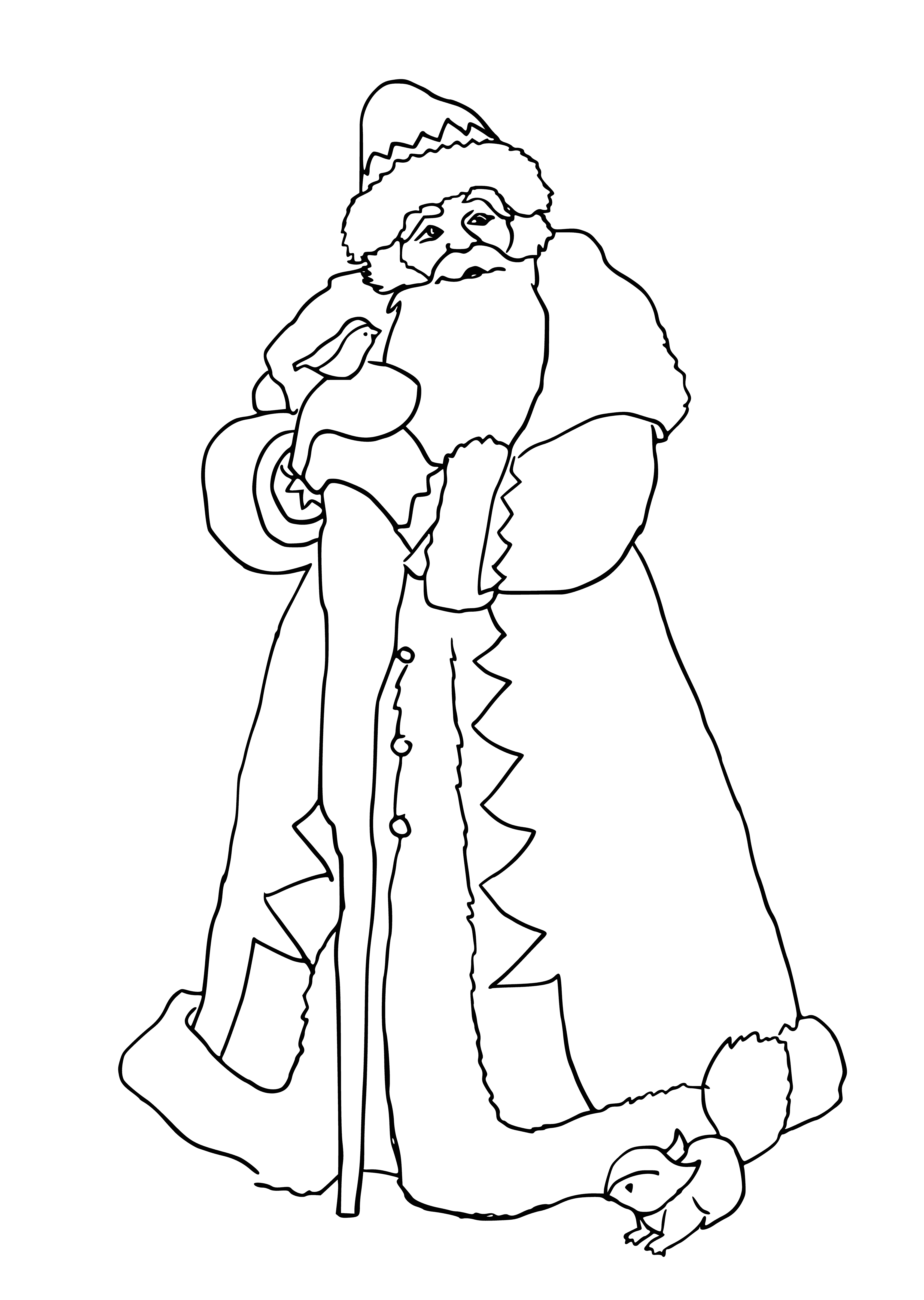 Santa Clause holding presents and candy cane, ready for Christmas giving!