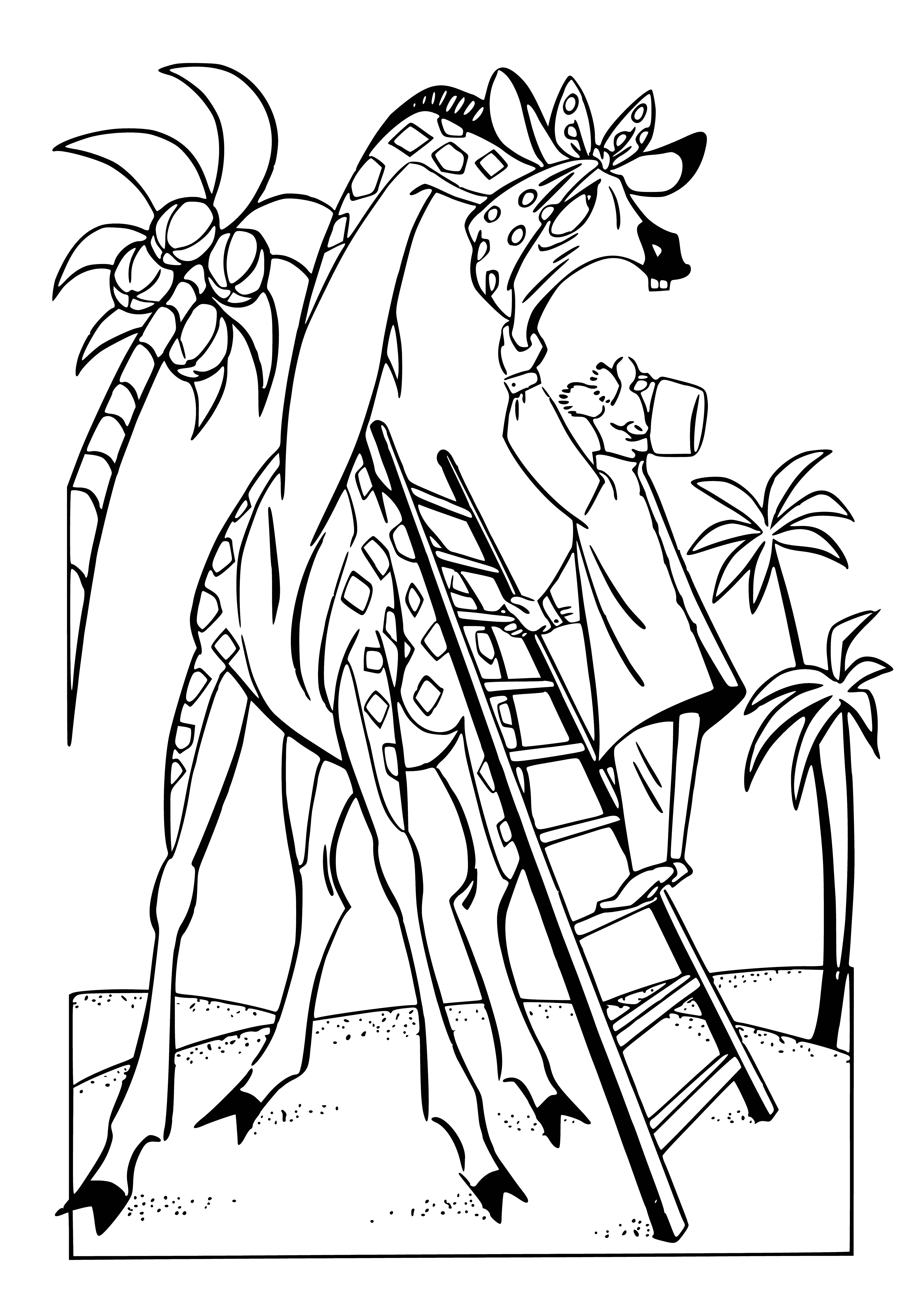 Aibolit and Giraffe coloring page