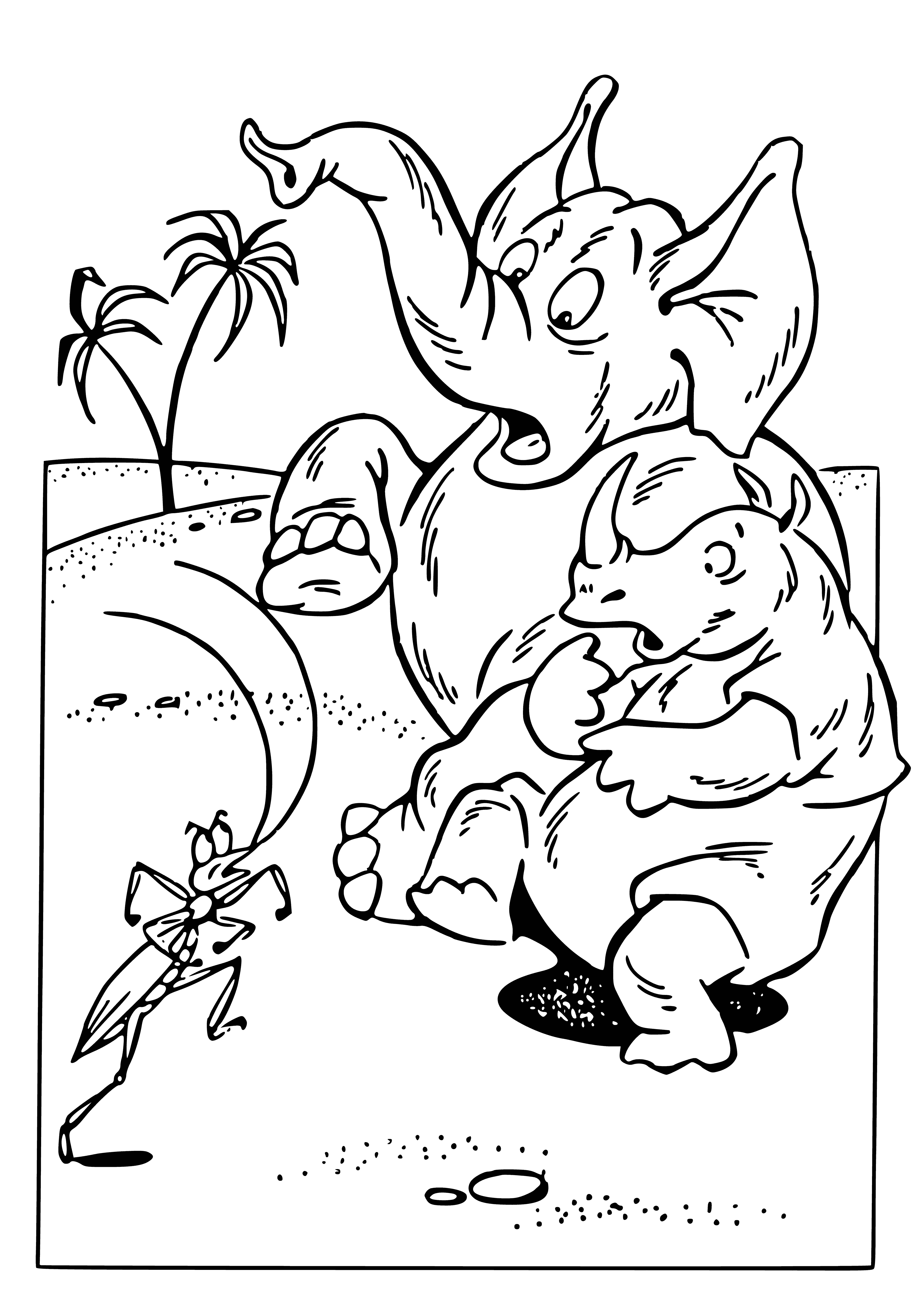coloring page: A large cockroach eats pieces of food surrounded by a white plate and knife/fork.