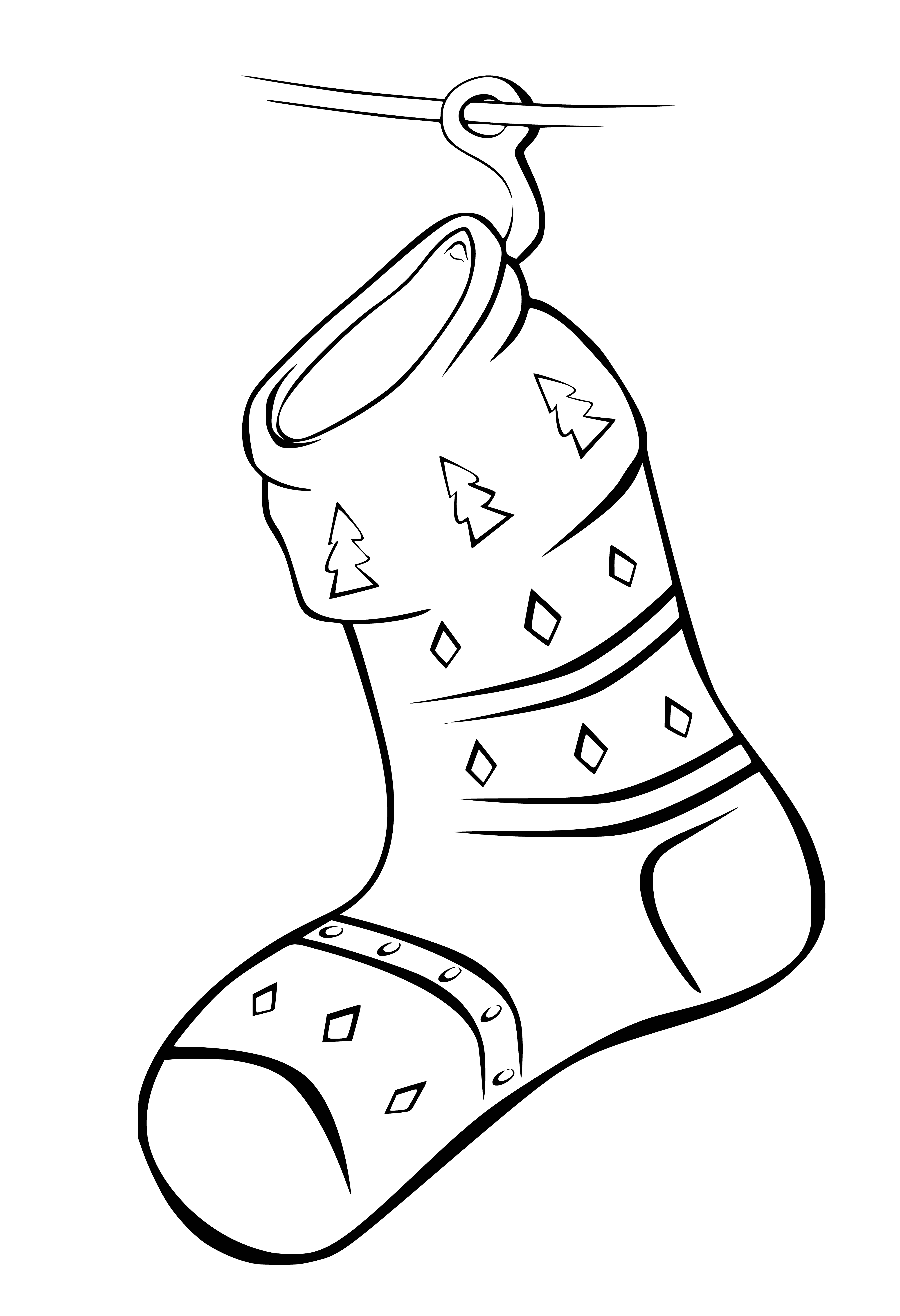 coloring page: Red socks on the fireplace.