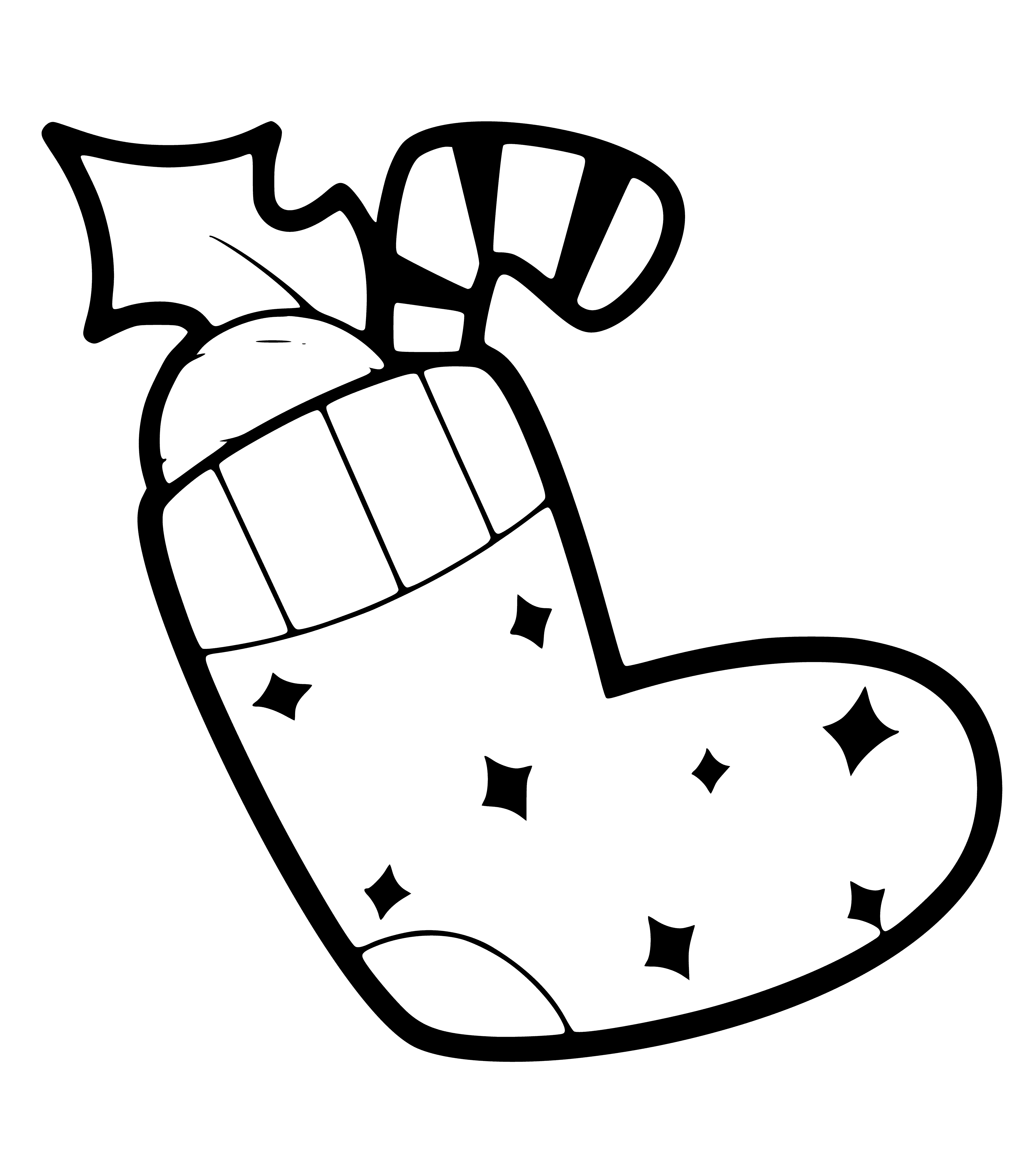 coloring page: Knee-high red and green Christmas socks with stripes and snowflakes - perfect for the holiday season!