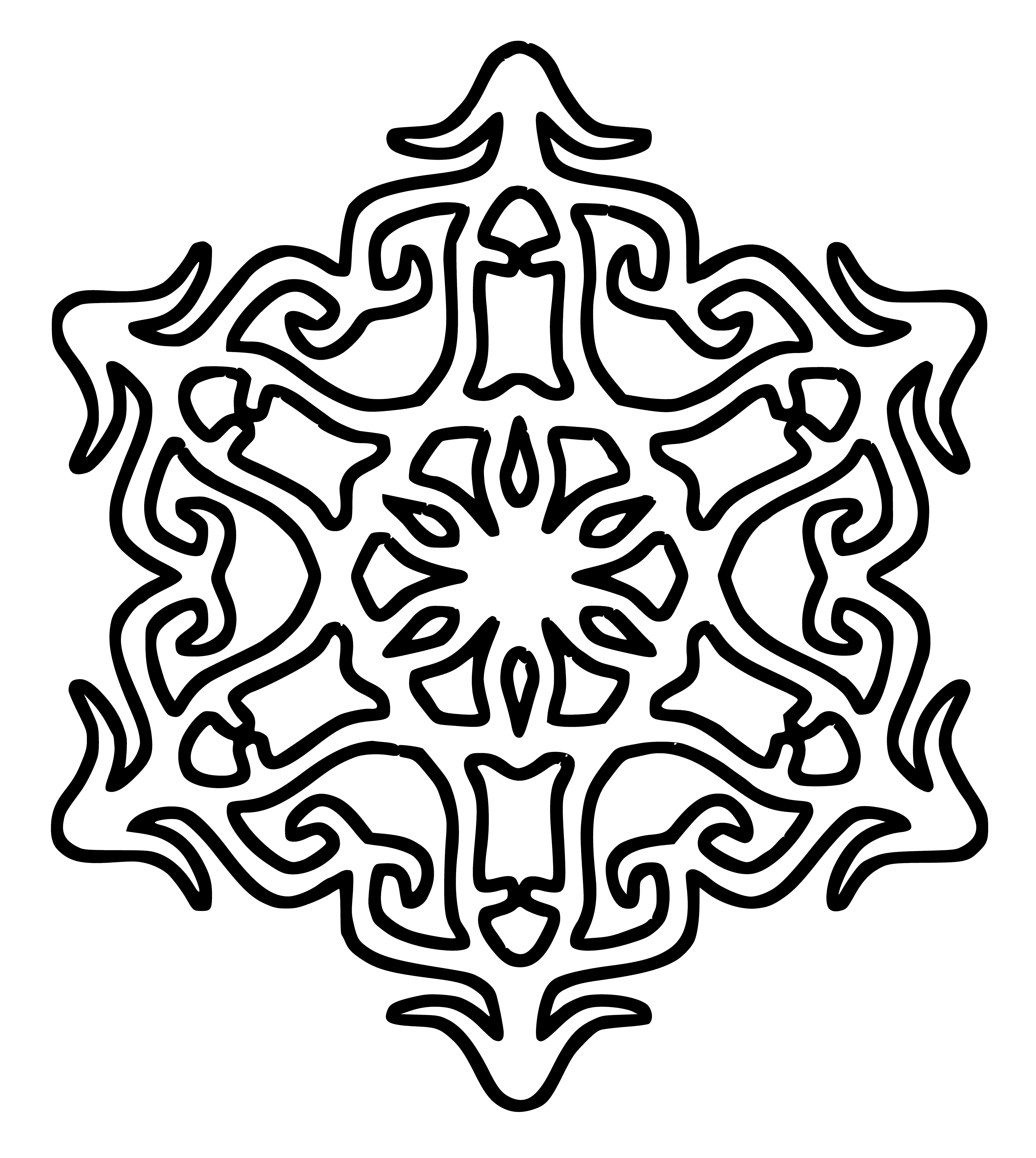 Снежинка-орнамент раскраска