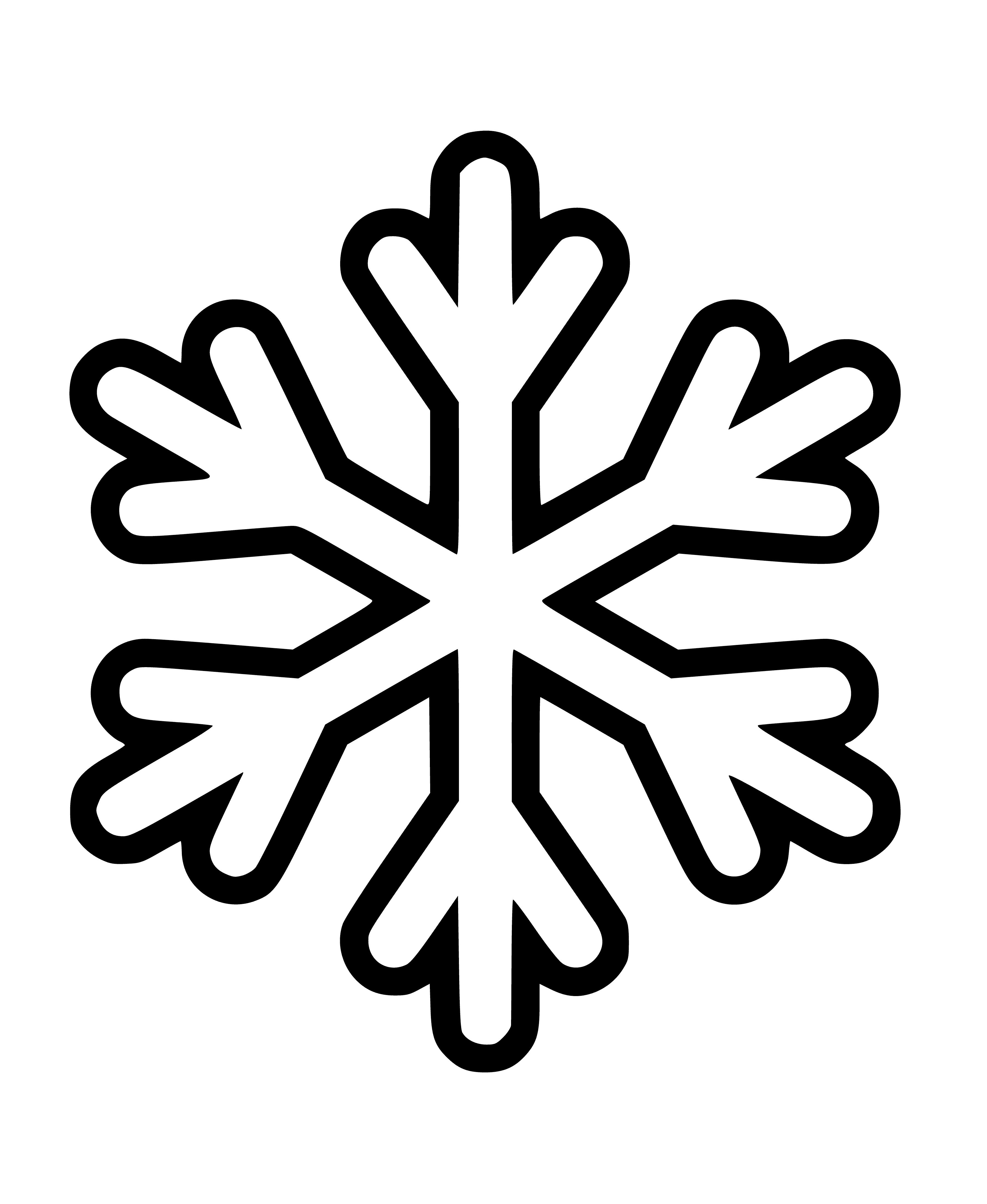 Eenvoudige sneeuwvlok kleurplaat