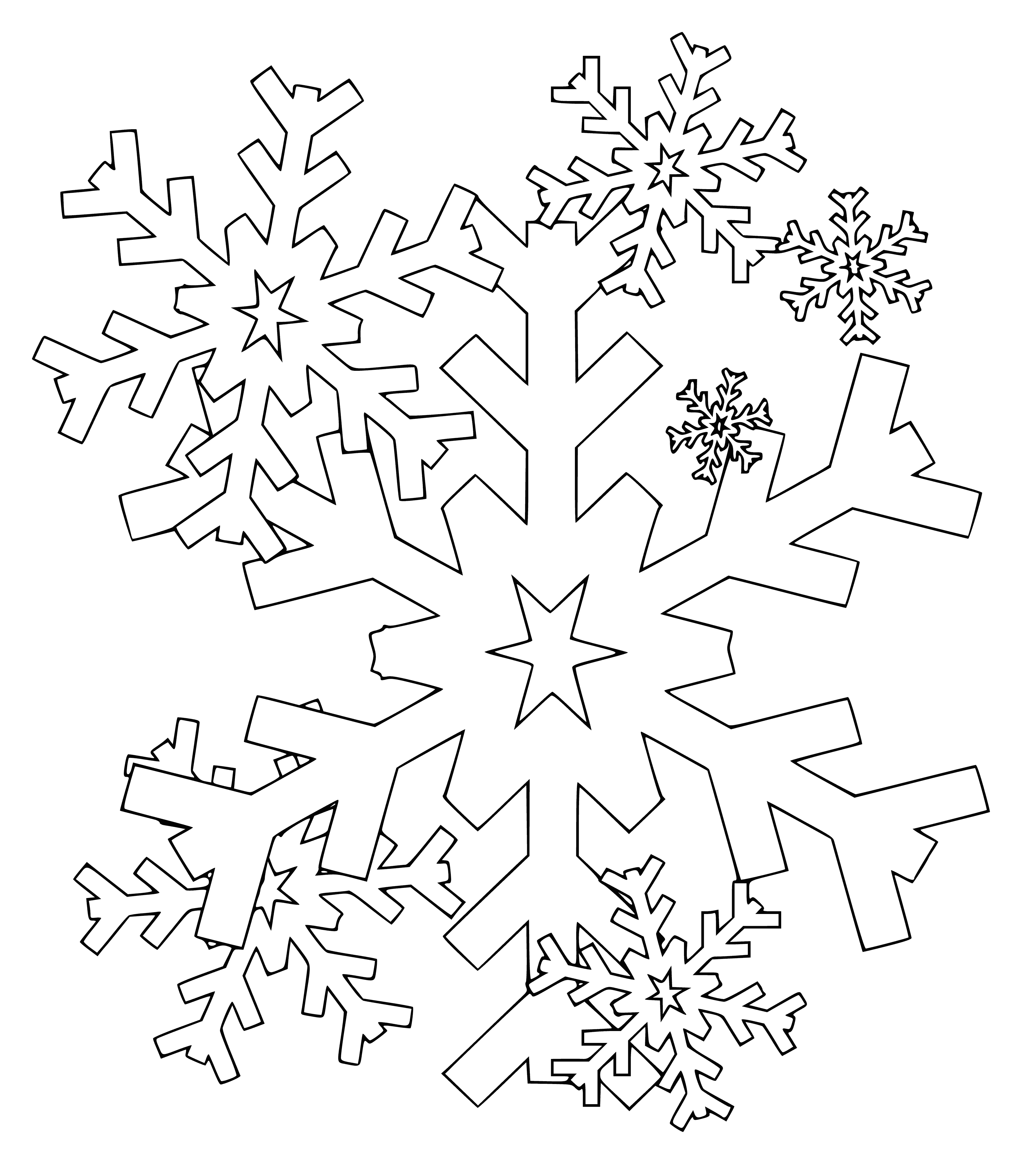 Снежинка раскраска для детей